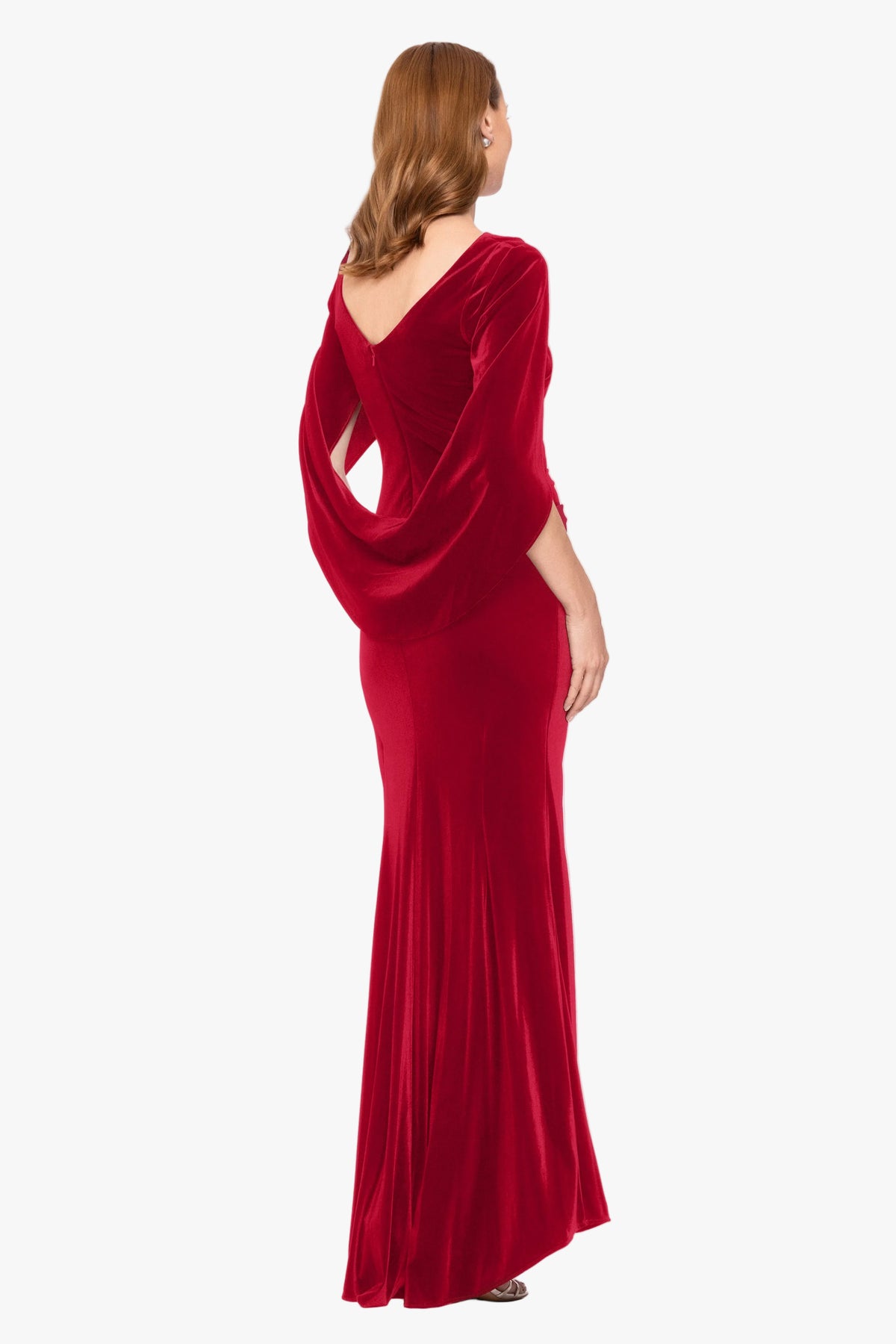 "Audrey" Velvet Draped Back Dress