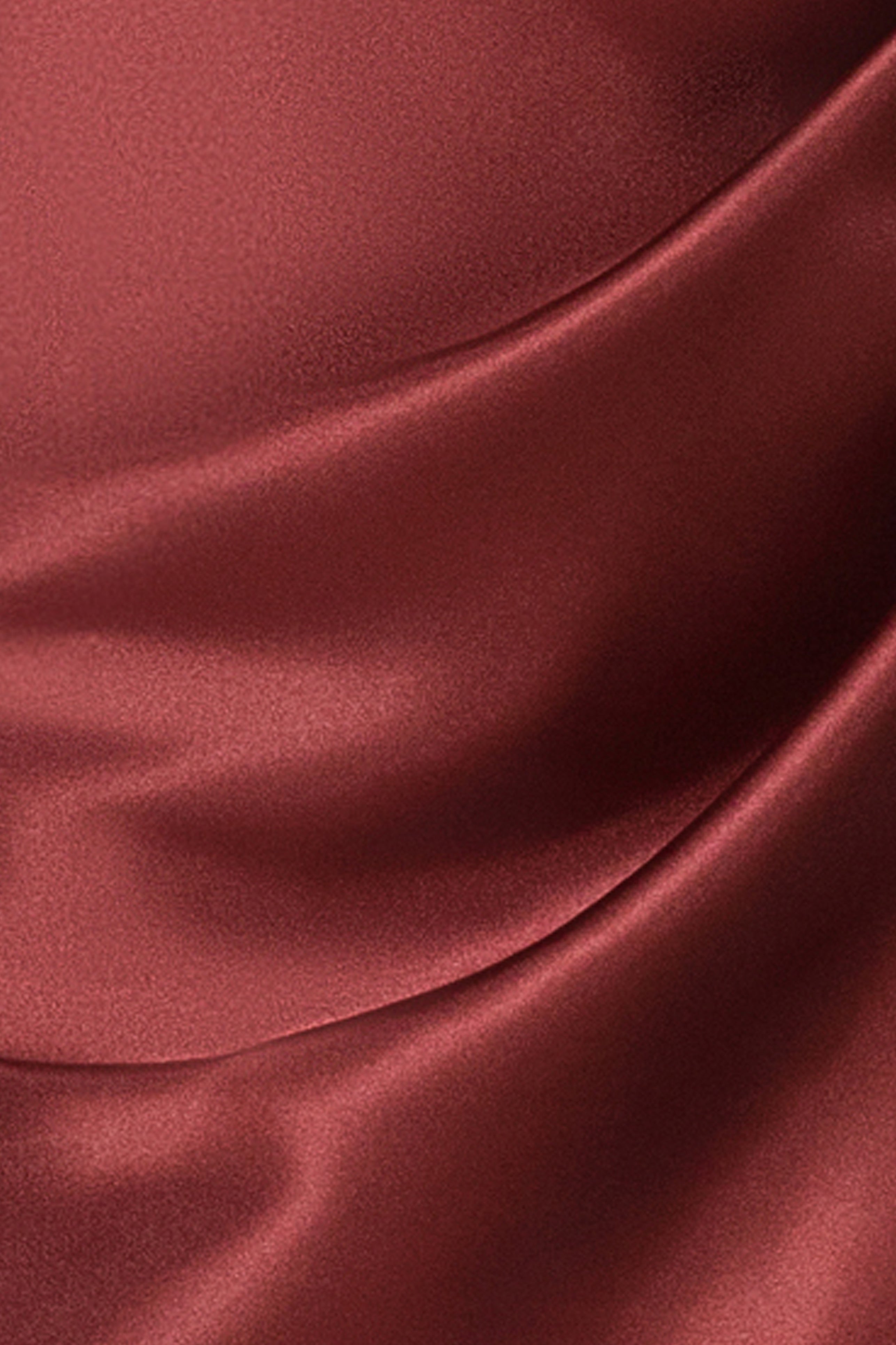 "Antonia" Satin Cowl Halter Neck Rouched Floor Length Dress