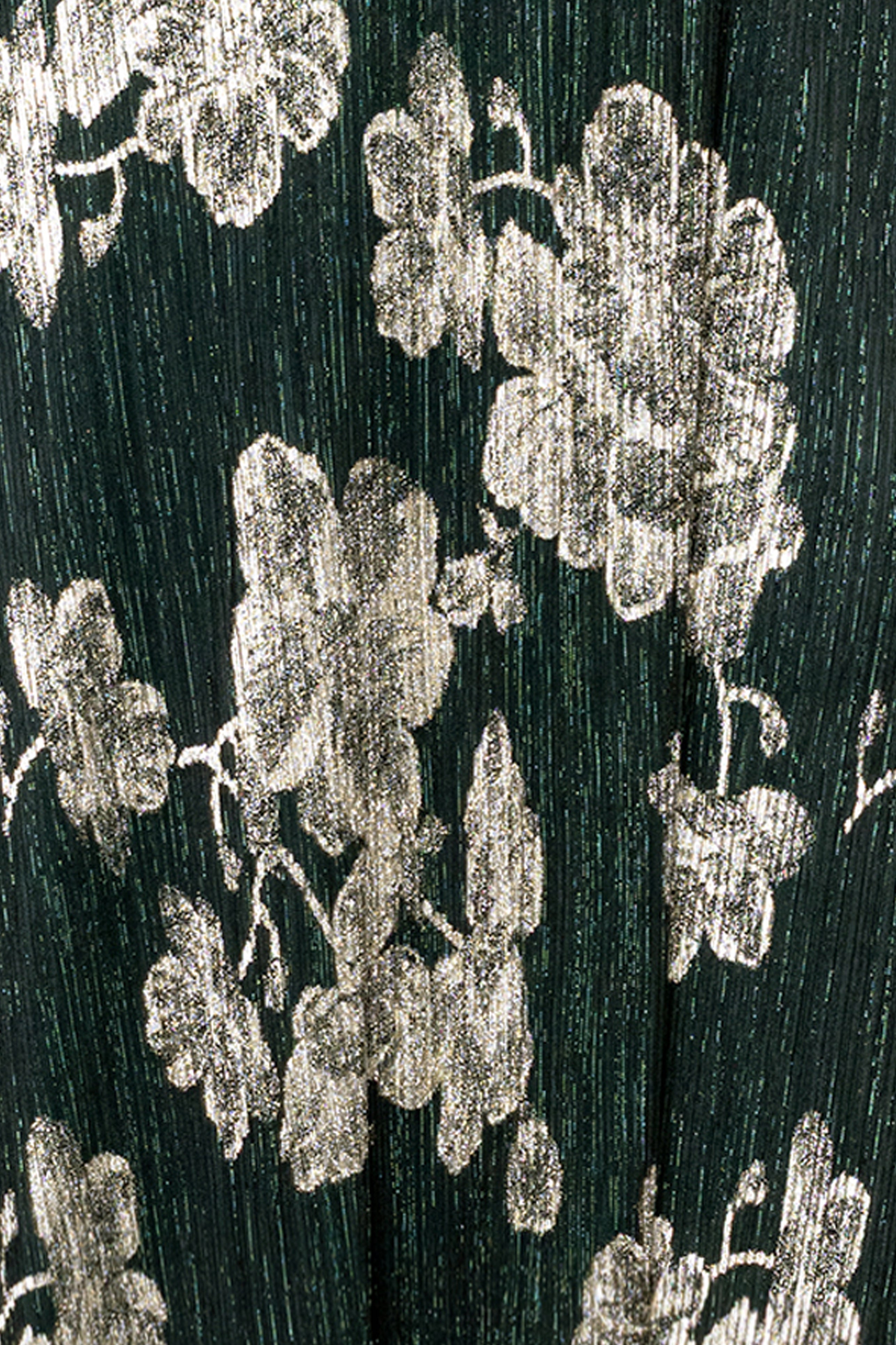 Plus "June" Foil Knit V-Neck Long Sleeve Floor Length Dress