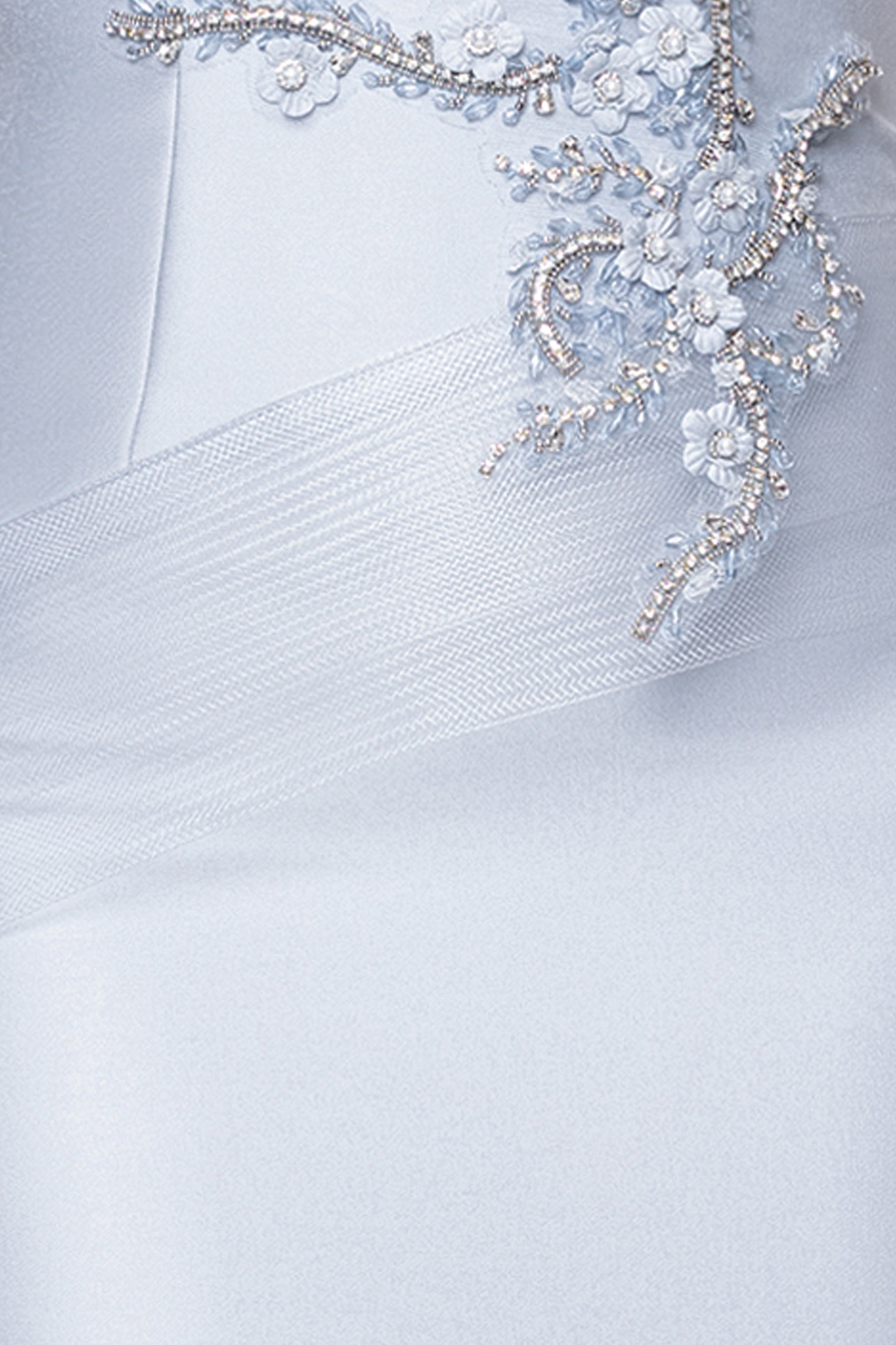 Plus "Zara" Mikado Off the Shoulder Floral Bead Floor Length Dress