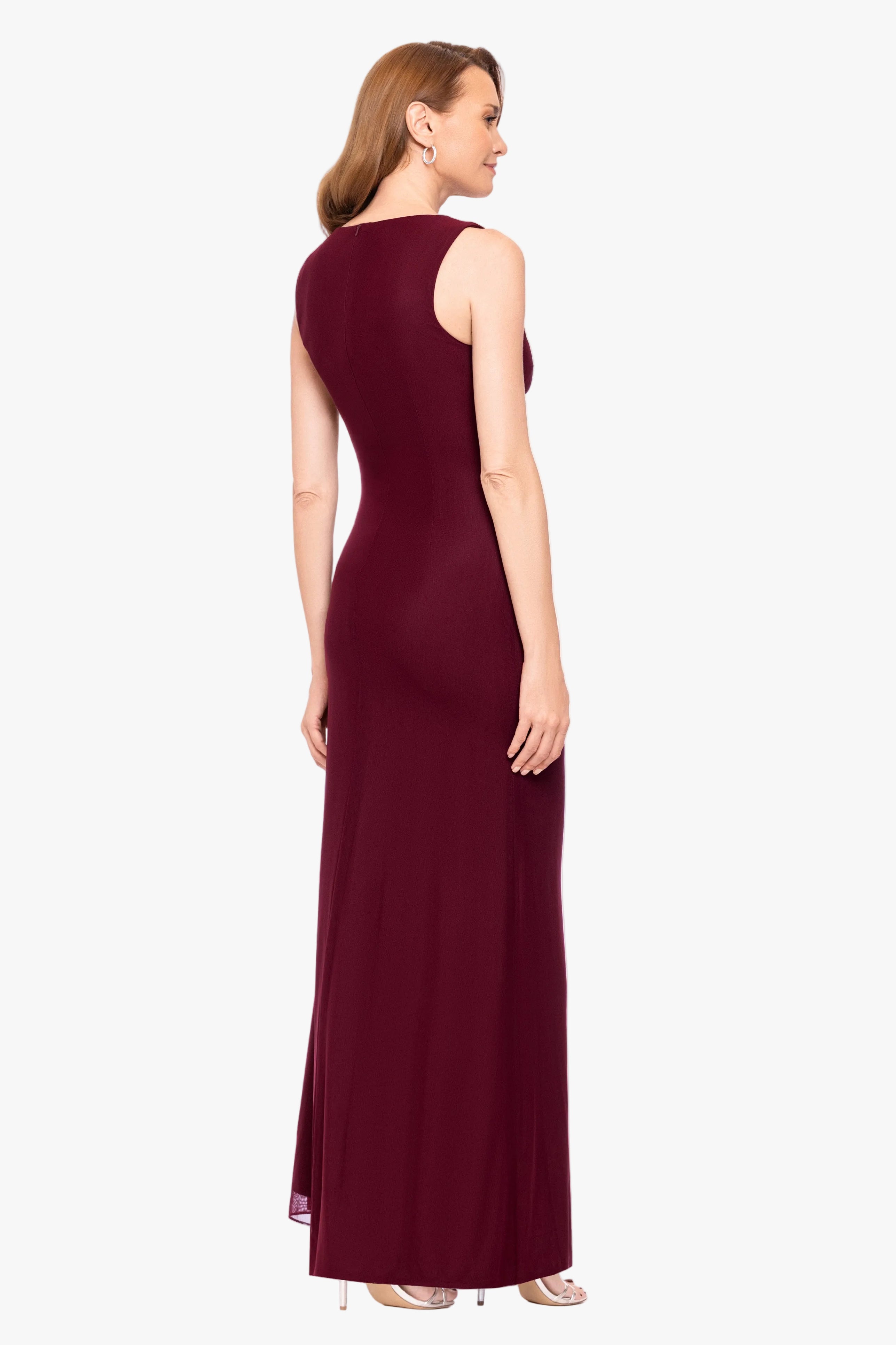"Adrianna" Stretch Mesh Draped Neck Dress