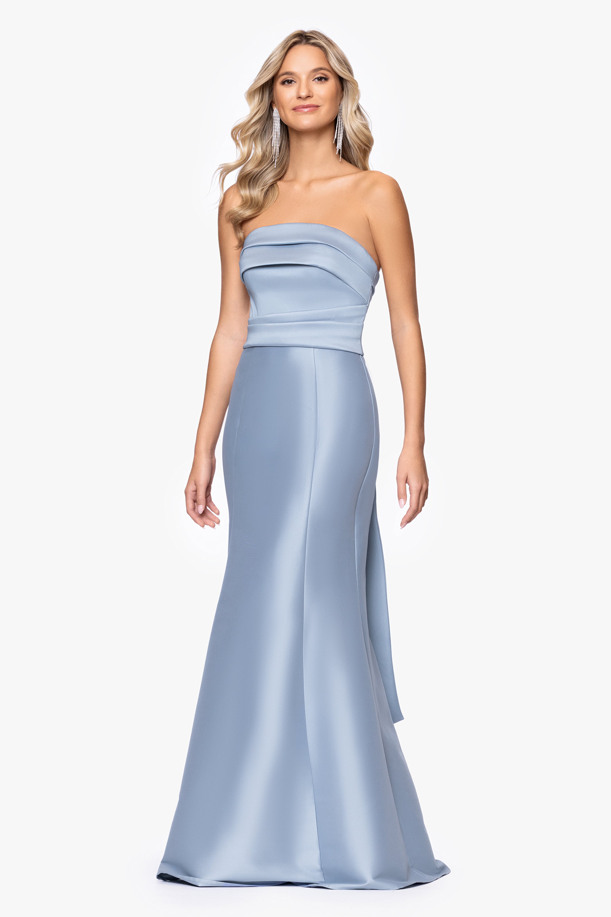 "Emery" Strapless Mikado Floor Length Dress
