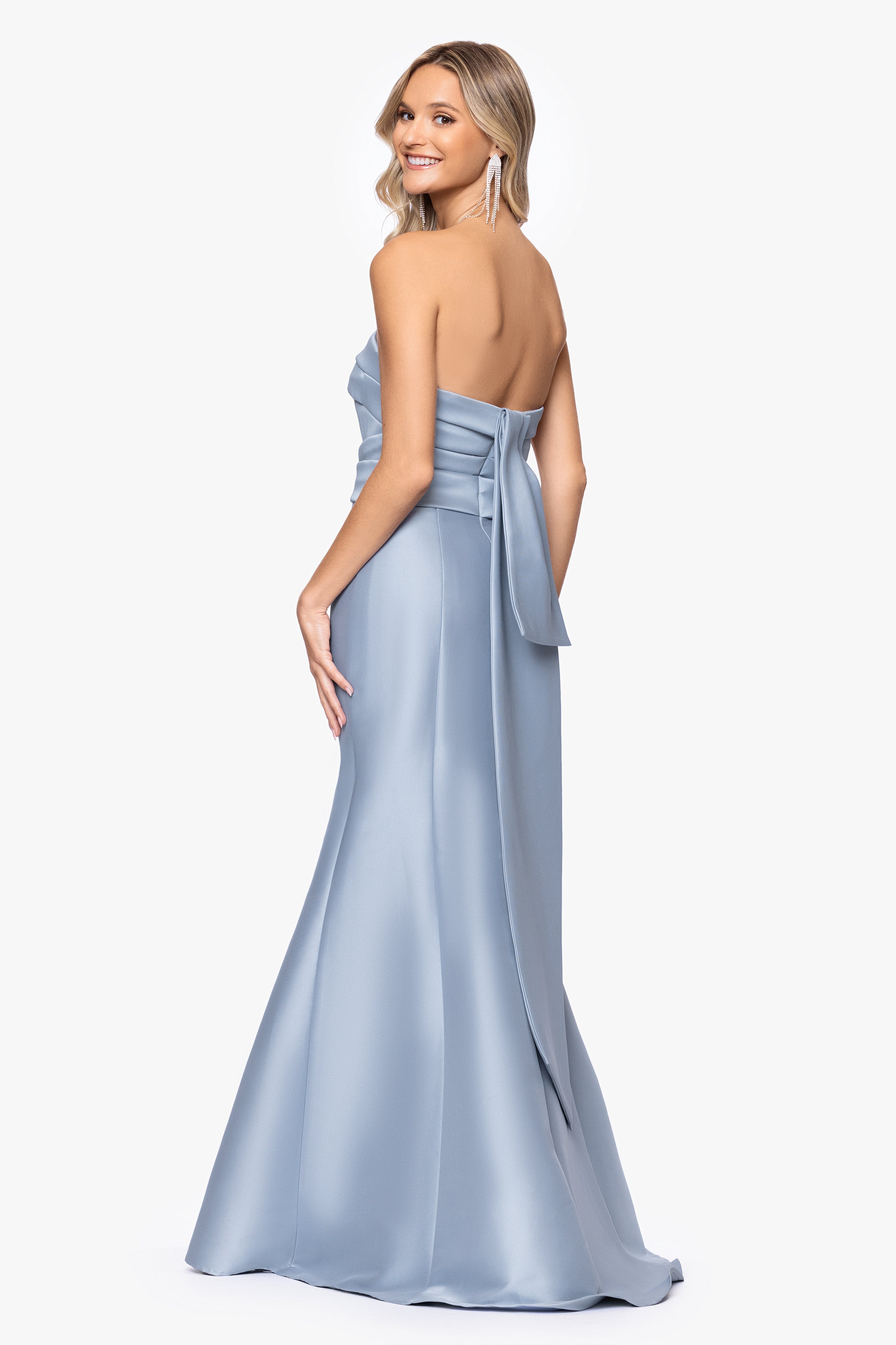 "Emery" Strapless Mikado Floor Length Dress