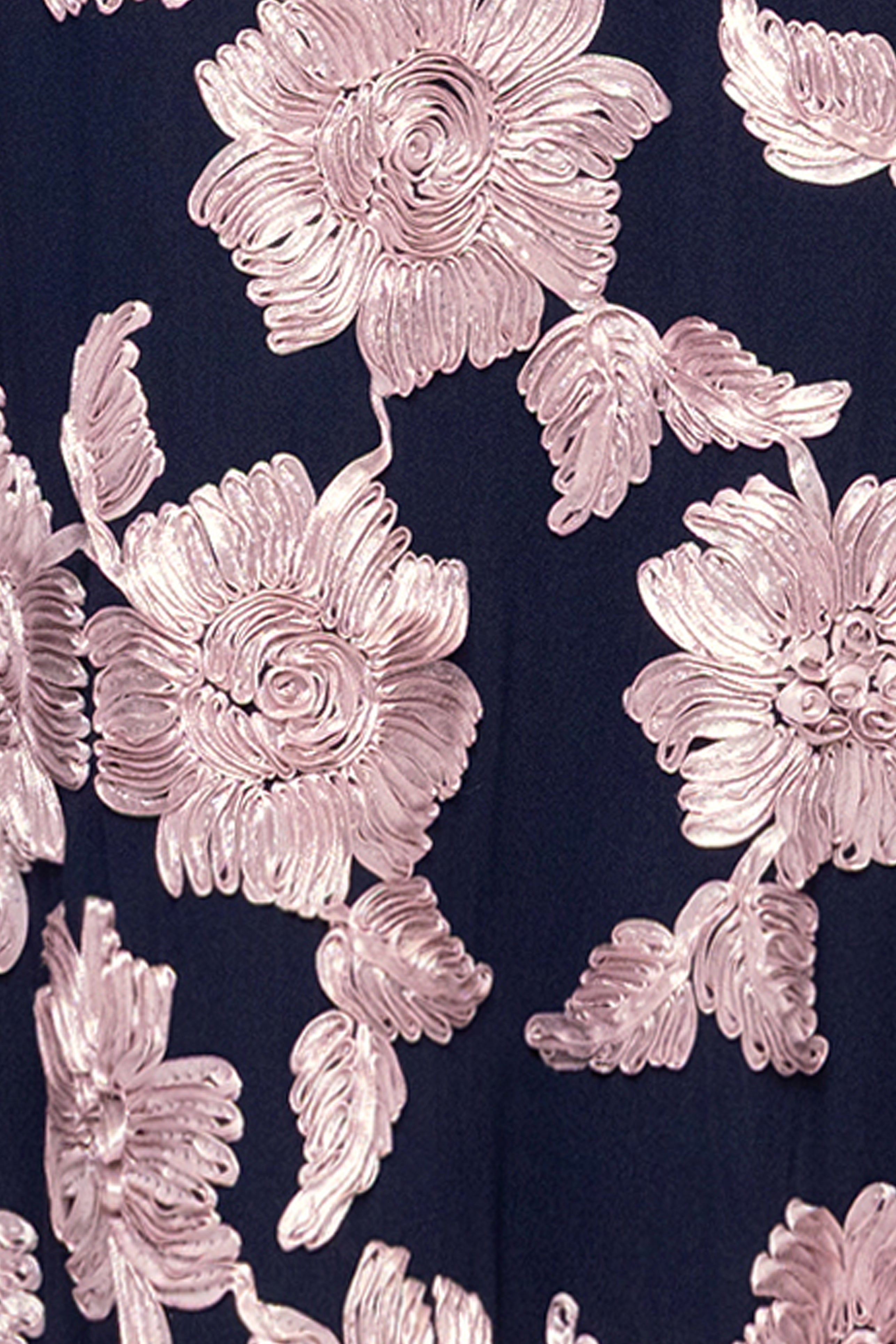 "Georgette" Soutache Off the Shoulder Ribbon Floor Length Dress