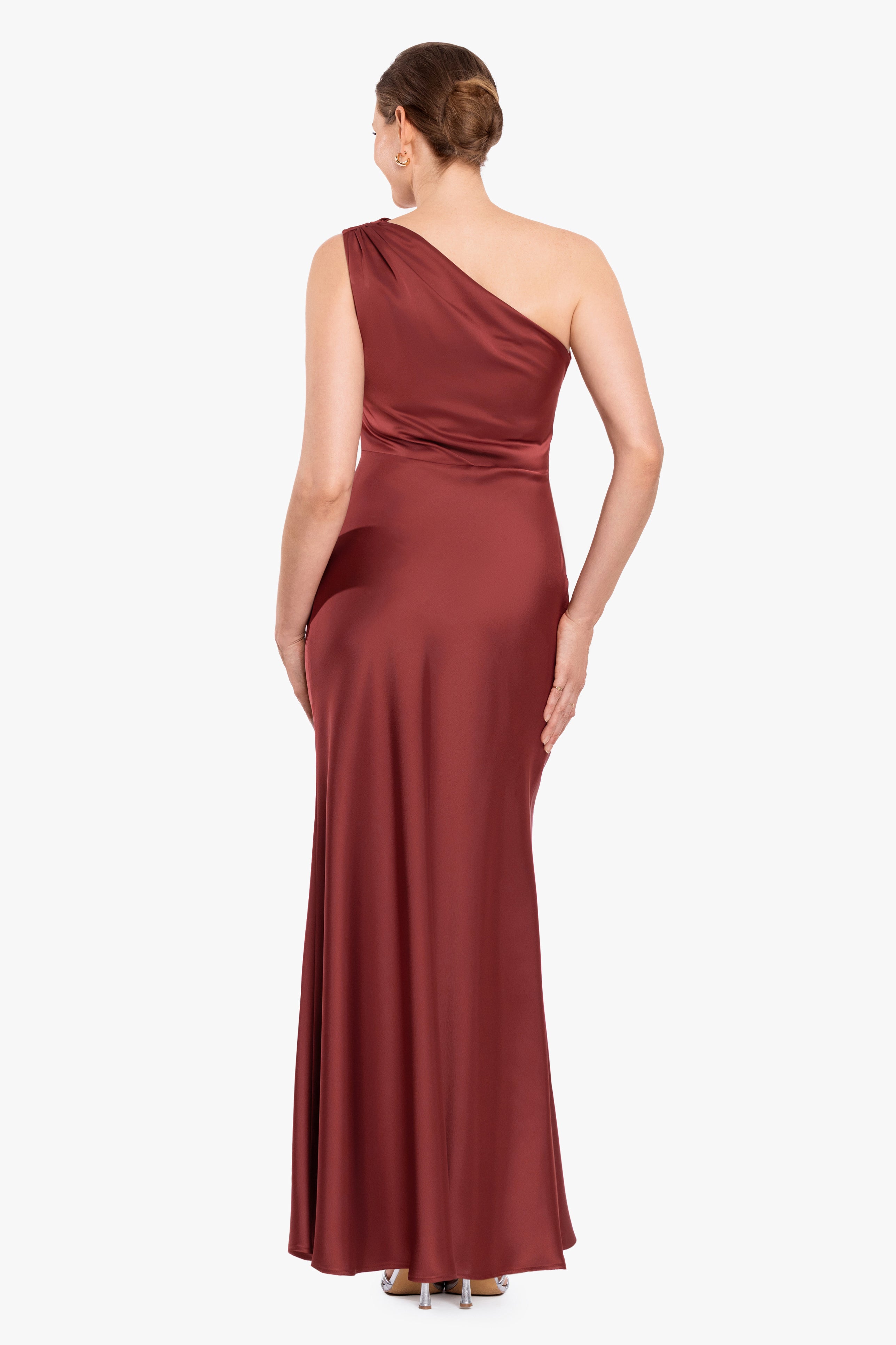 petite one shoulder dress Petite Magnolia Satin One Shoulder Dress