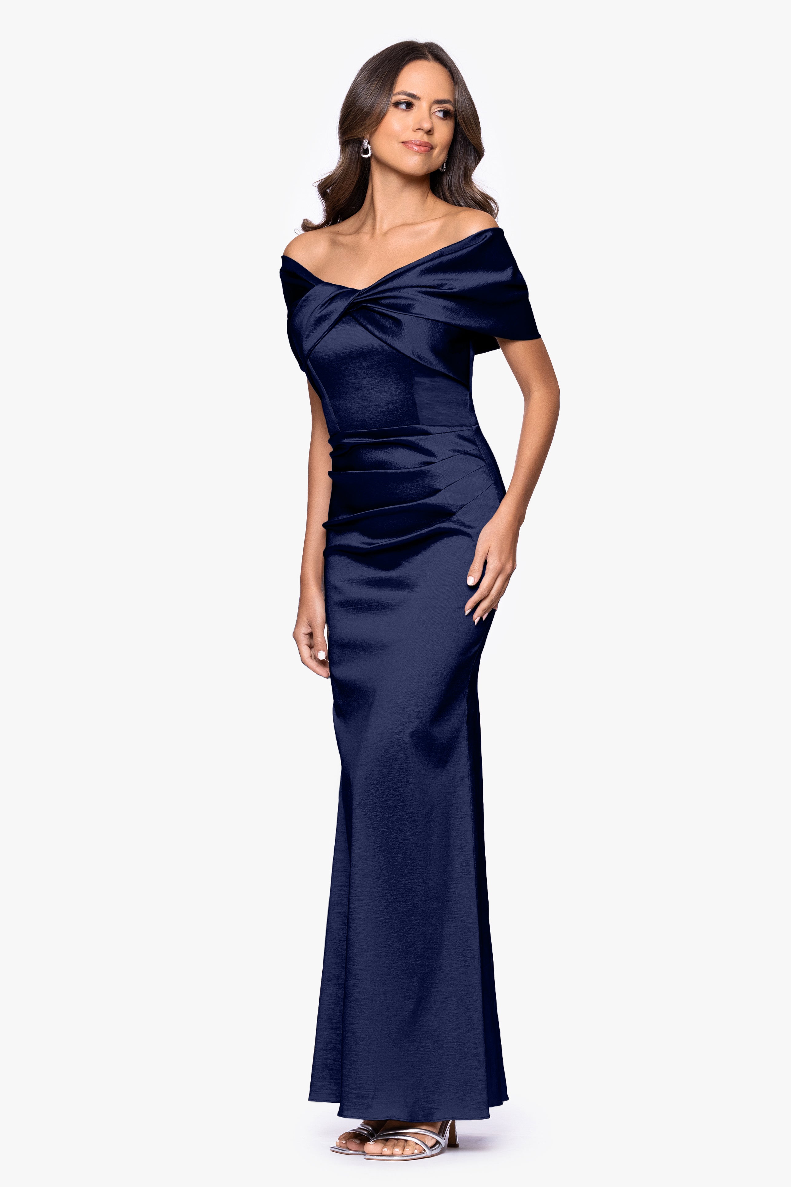 Gia Taffeta Twist Off the Shoulder Floor Length Dress - Red / 6 Gia Taffeta Twist Off the Shoulder Floor Length Dress - Red / 6
