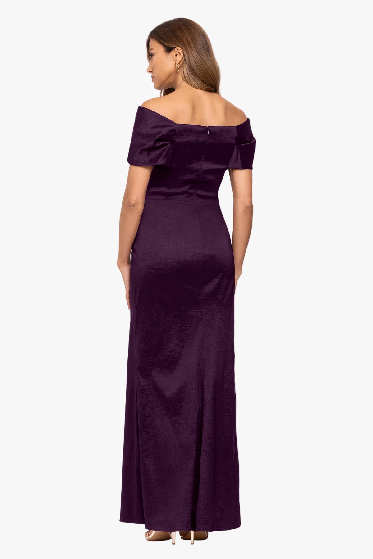 "Gia" Taffeta Twist Off the Shoulder Dress