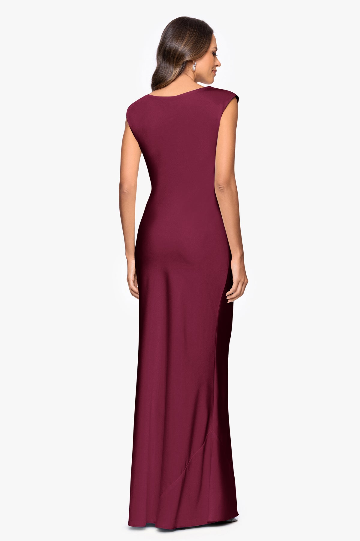 "Amberly" Satin Drape Neck Dress