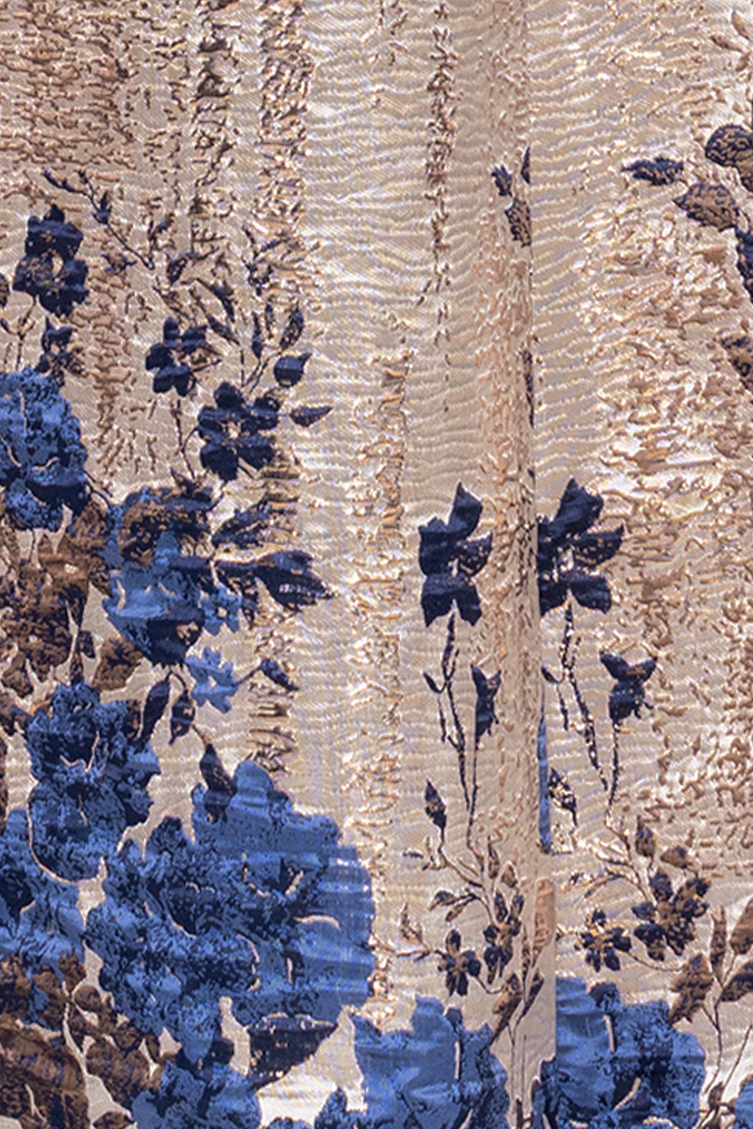 "Vivica" Print Brocade One Shoulder Floor Length Dress