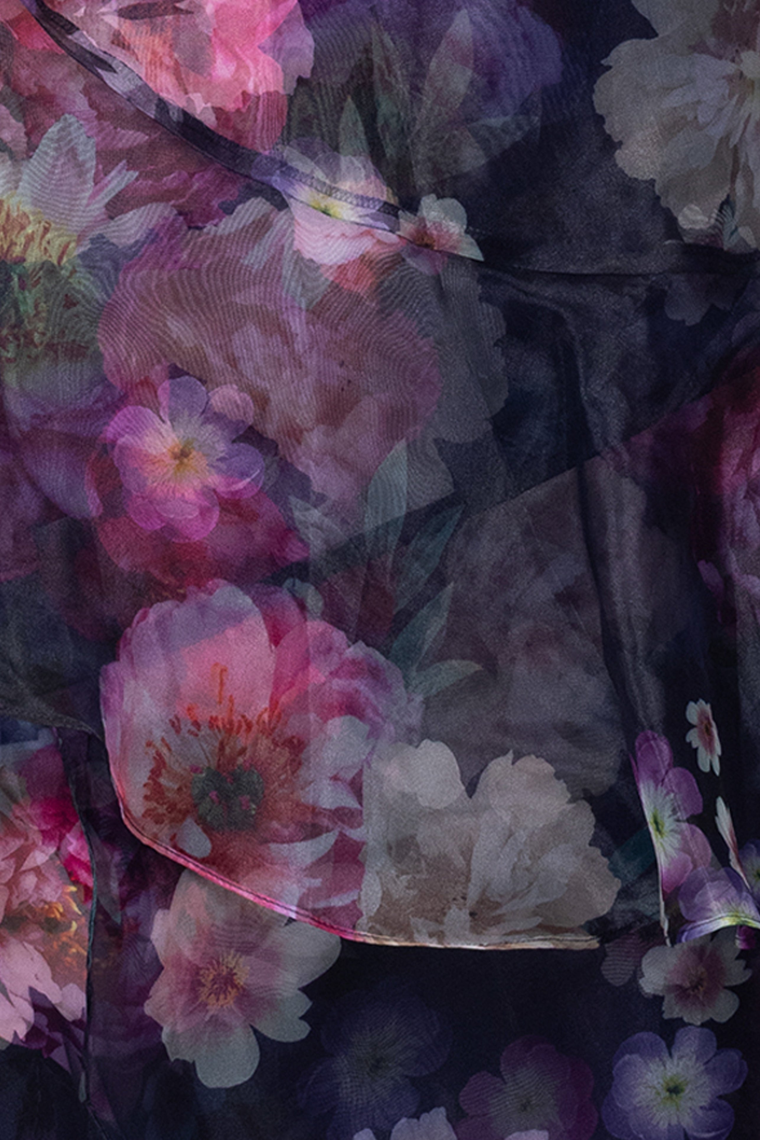 Plus "Florence" Printed Organza V-Neck Floor Length Dress