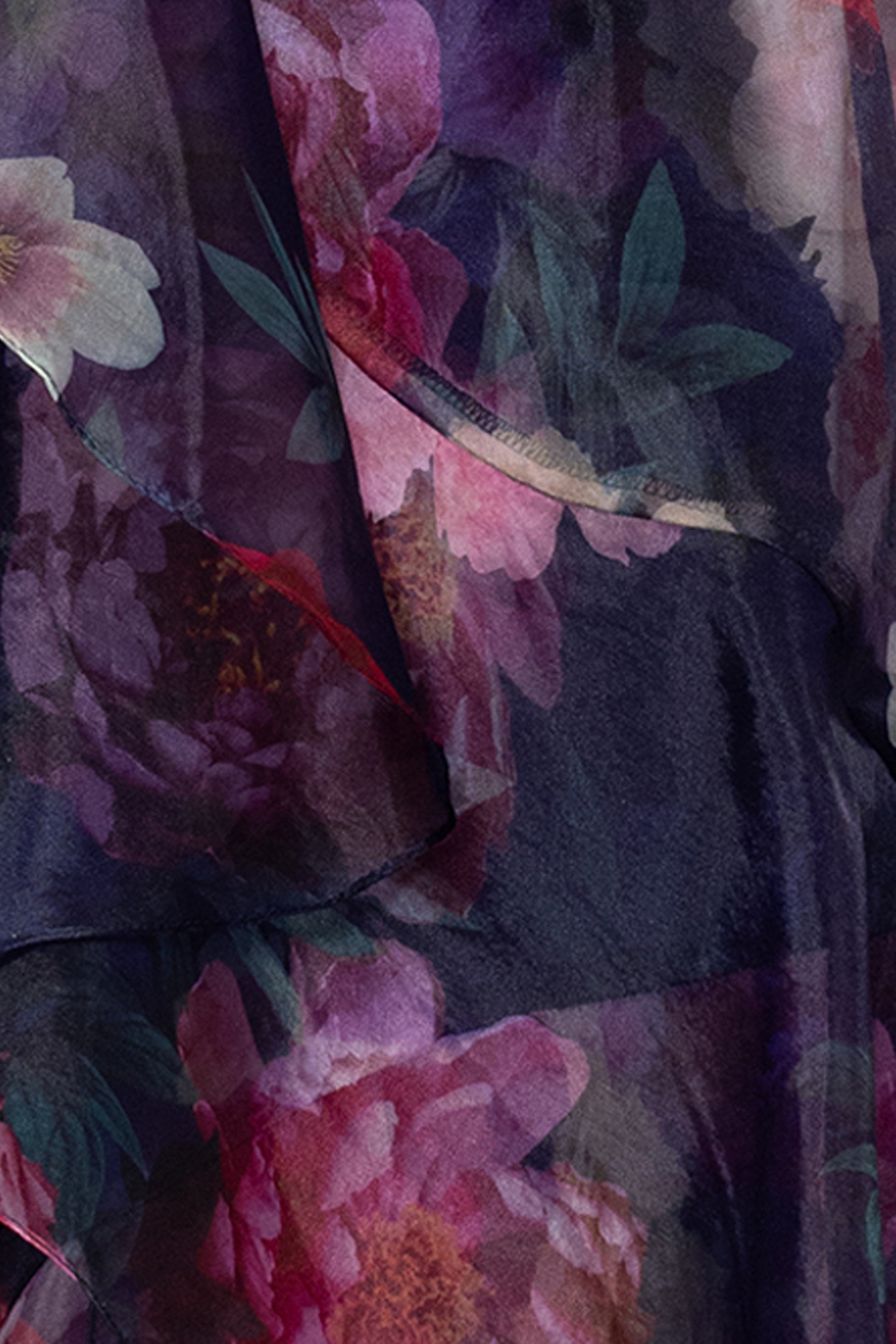 "Catalina" Printed Organza V-Neck Floor Length Dress