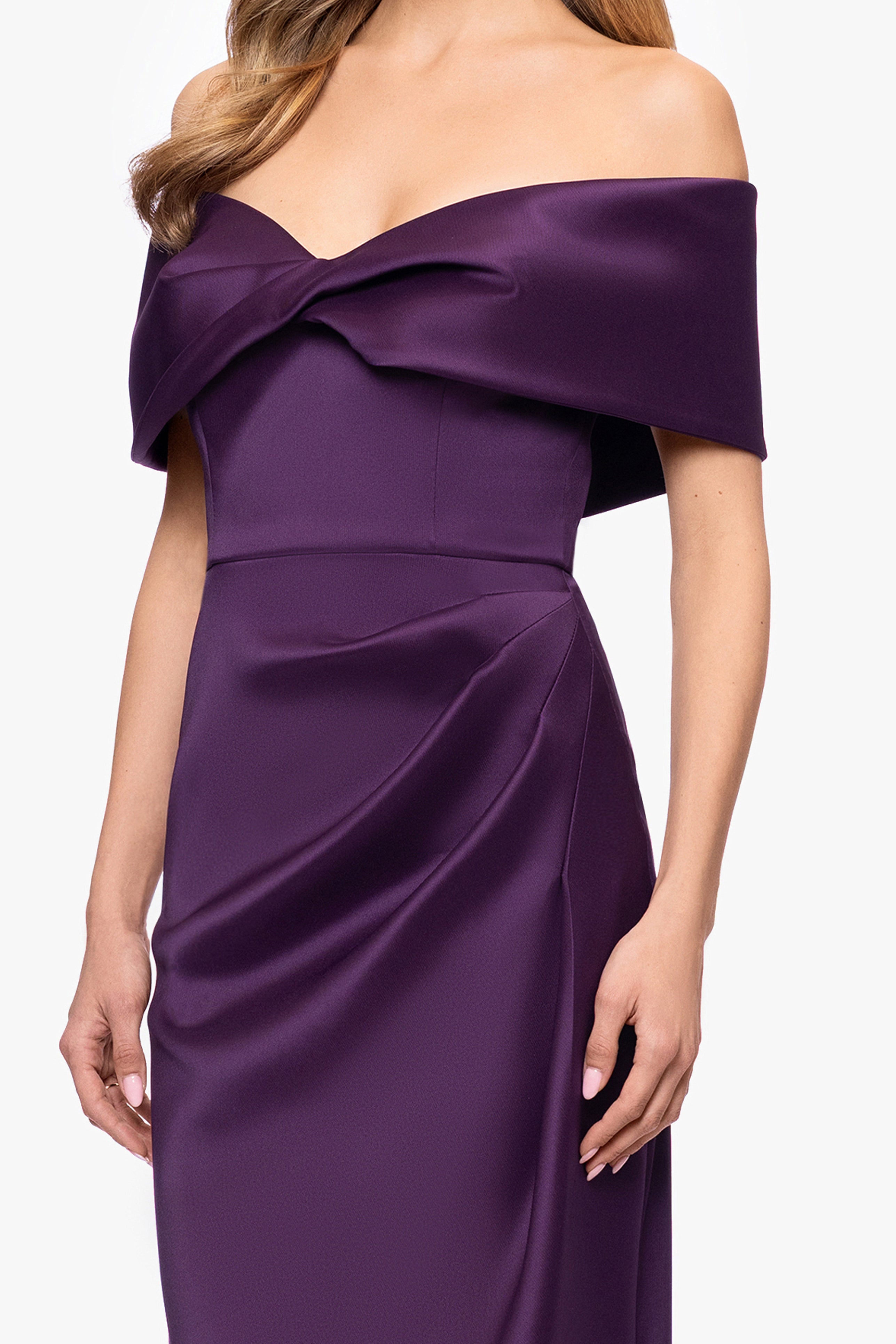 "Juliet" Mikado Off The Shoulder Floor Length Dress