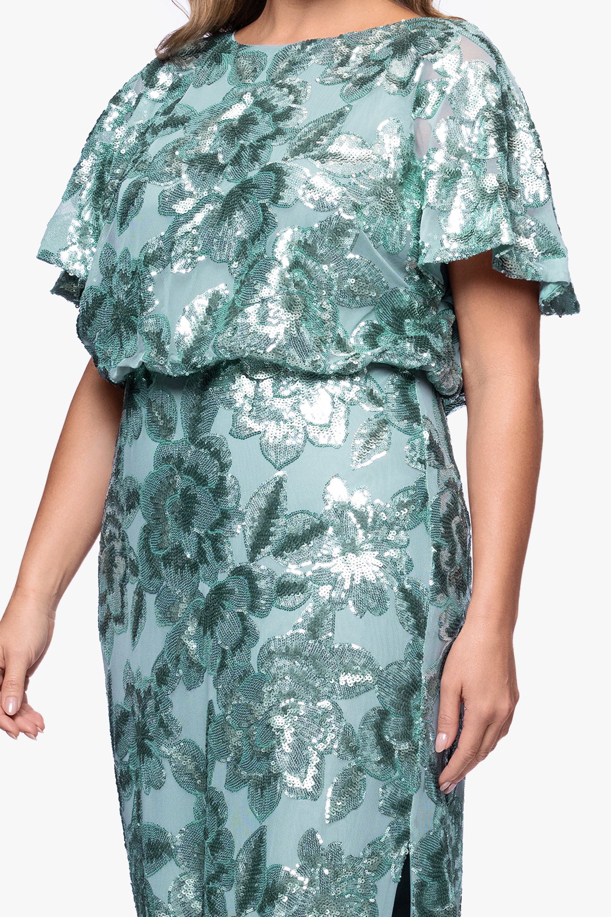 Plus "Tracy" Sequin Embellished Floor Length Dress