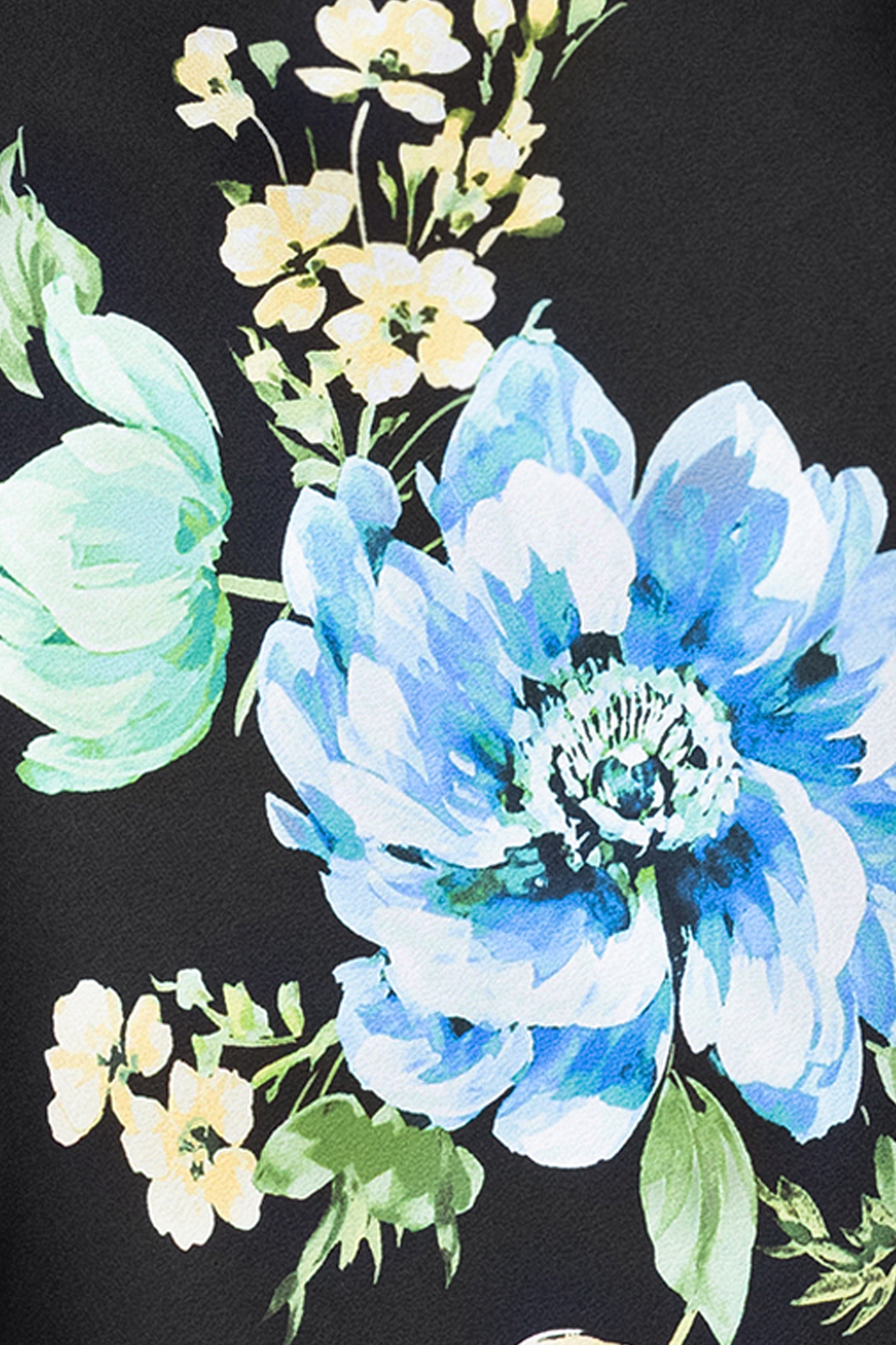 "Delaney" Printed Flower Satin Tie Neck Floor Length Dress