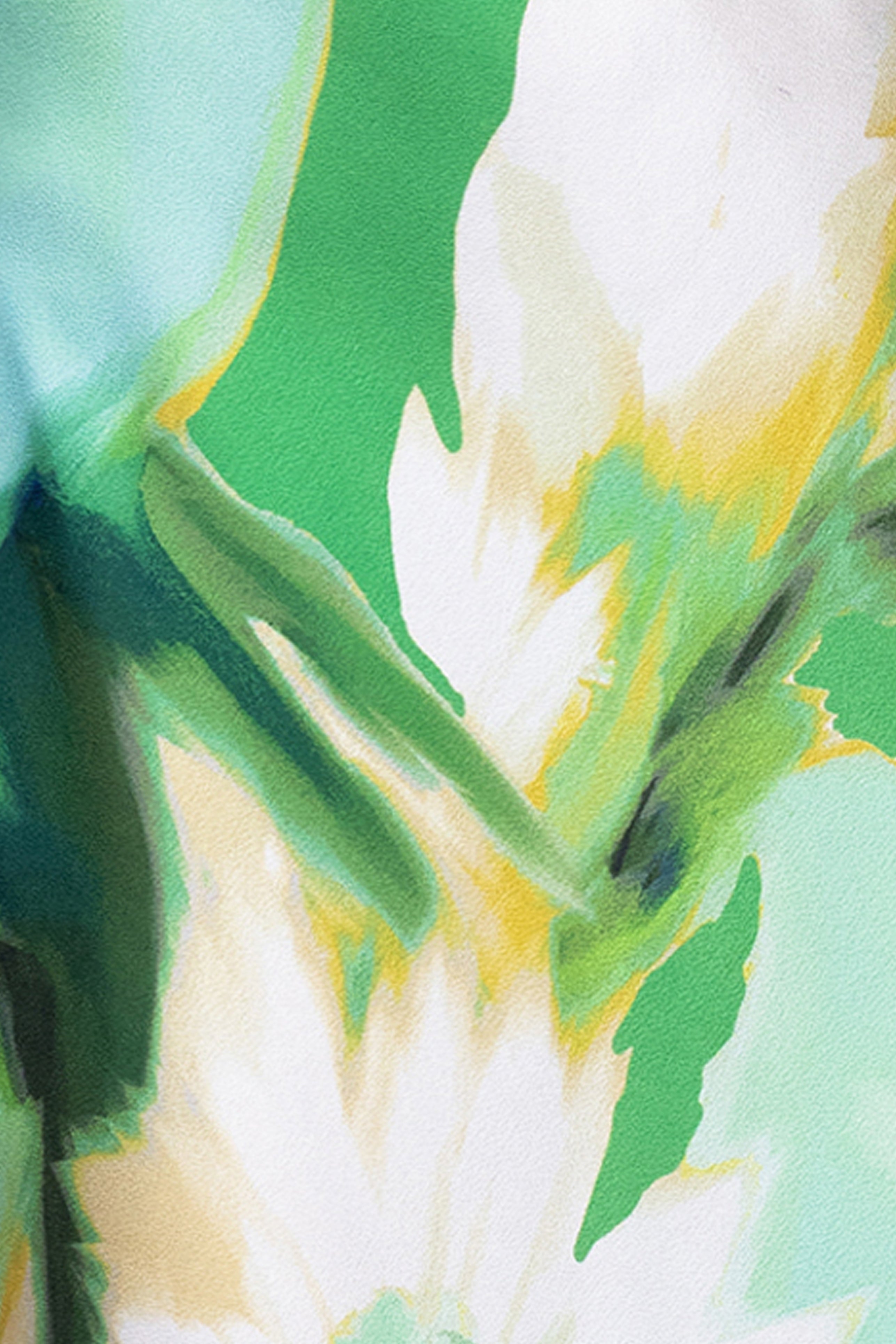 "Solana" Satin Print V-Neck Floor Length Dress