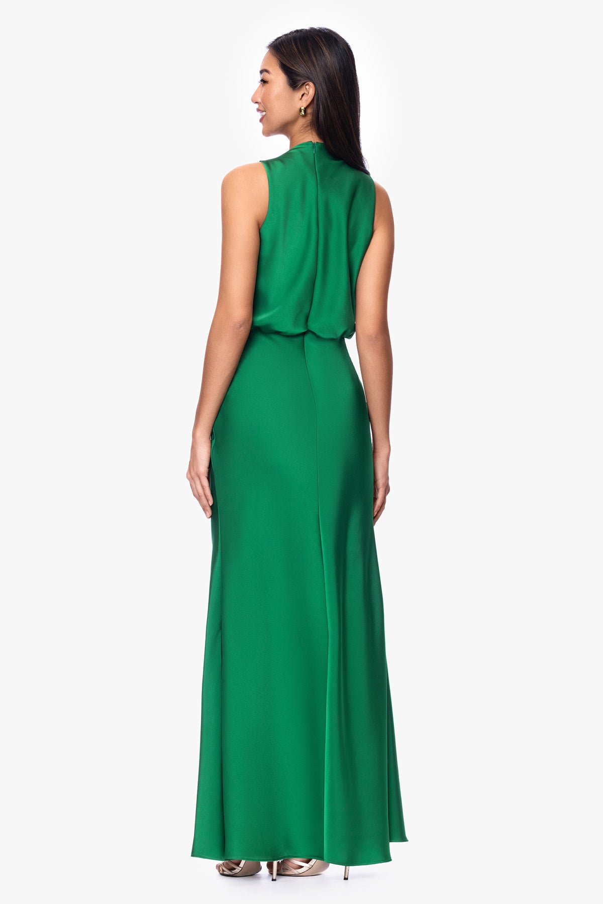 "Colette" Satin Ruched Trim Dress