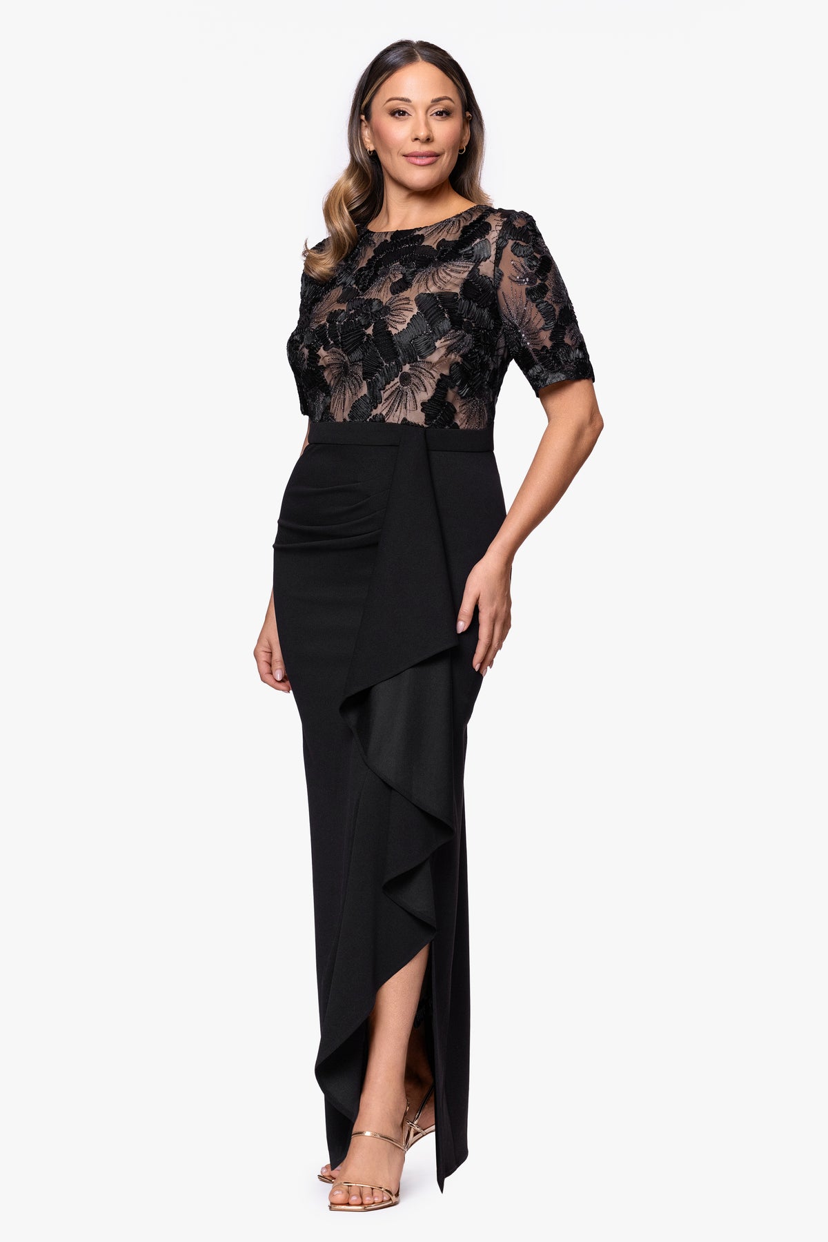 Plus “Mel” Soutache & Scuba Crepe Dress