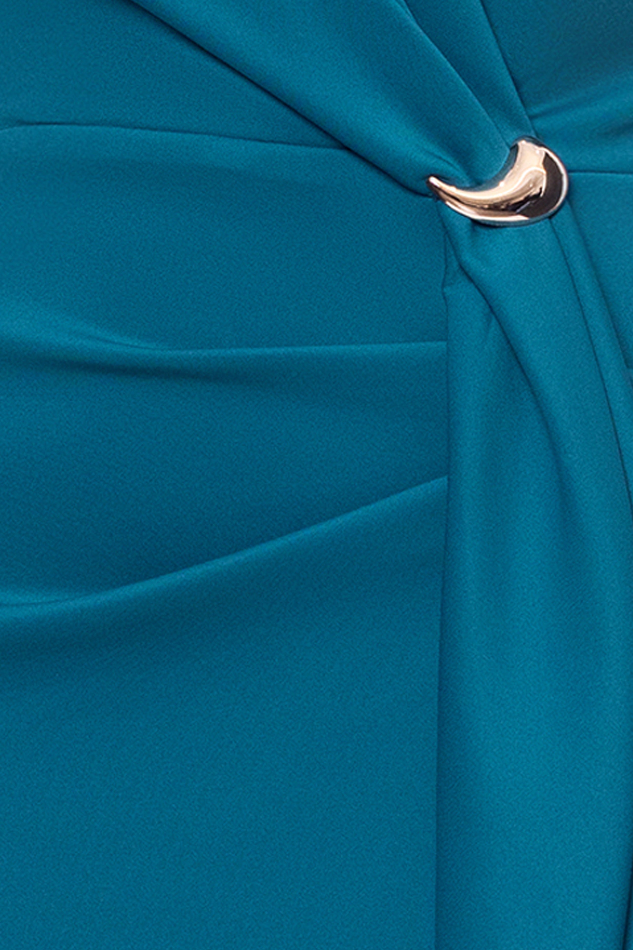 Plus "Rylee" Techno Scuba V-Neck Ruffle Floor Length Dress