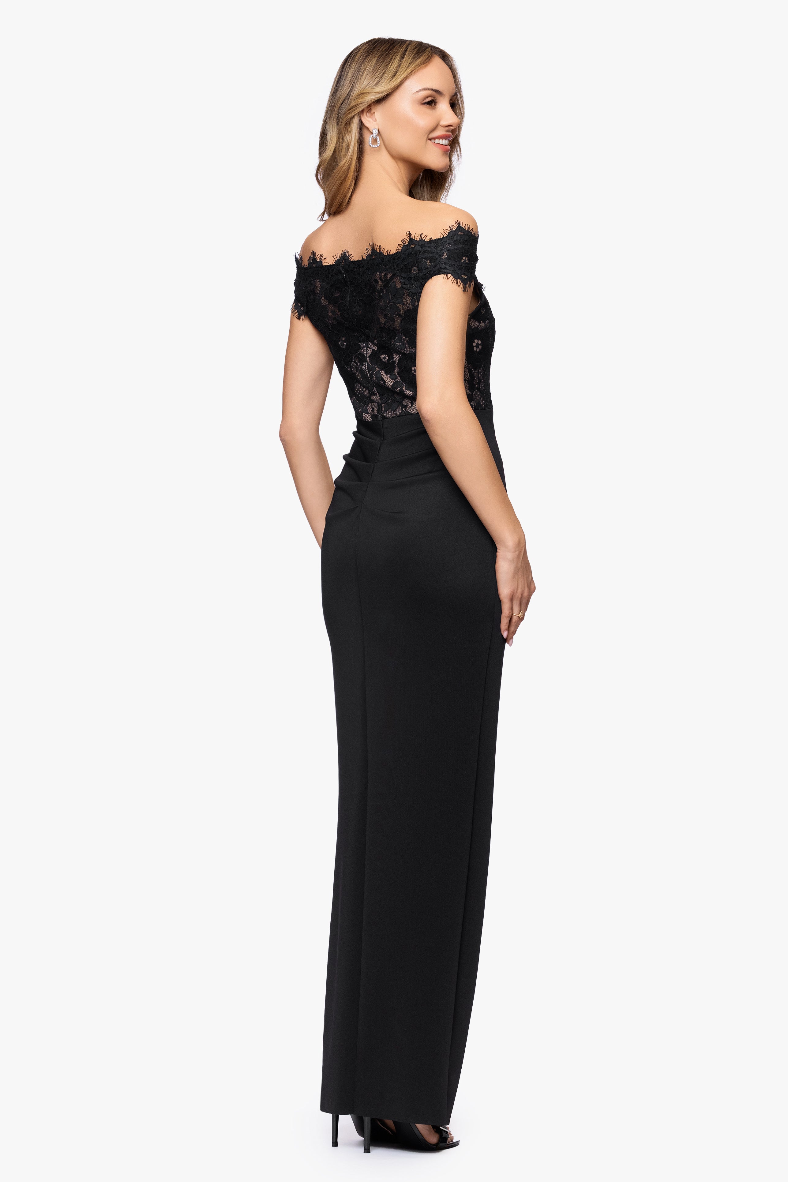 "Alexia" Techno Scuba and Soutache Floor Length Dress