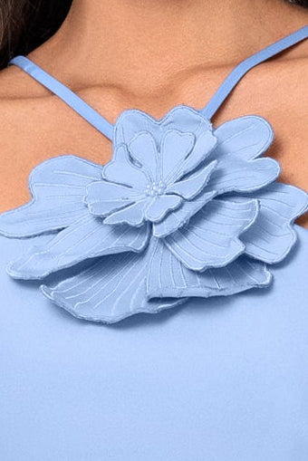 "Monroe" Techno Scuba Flower Embellished Short Dress