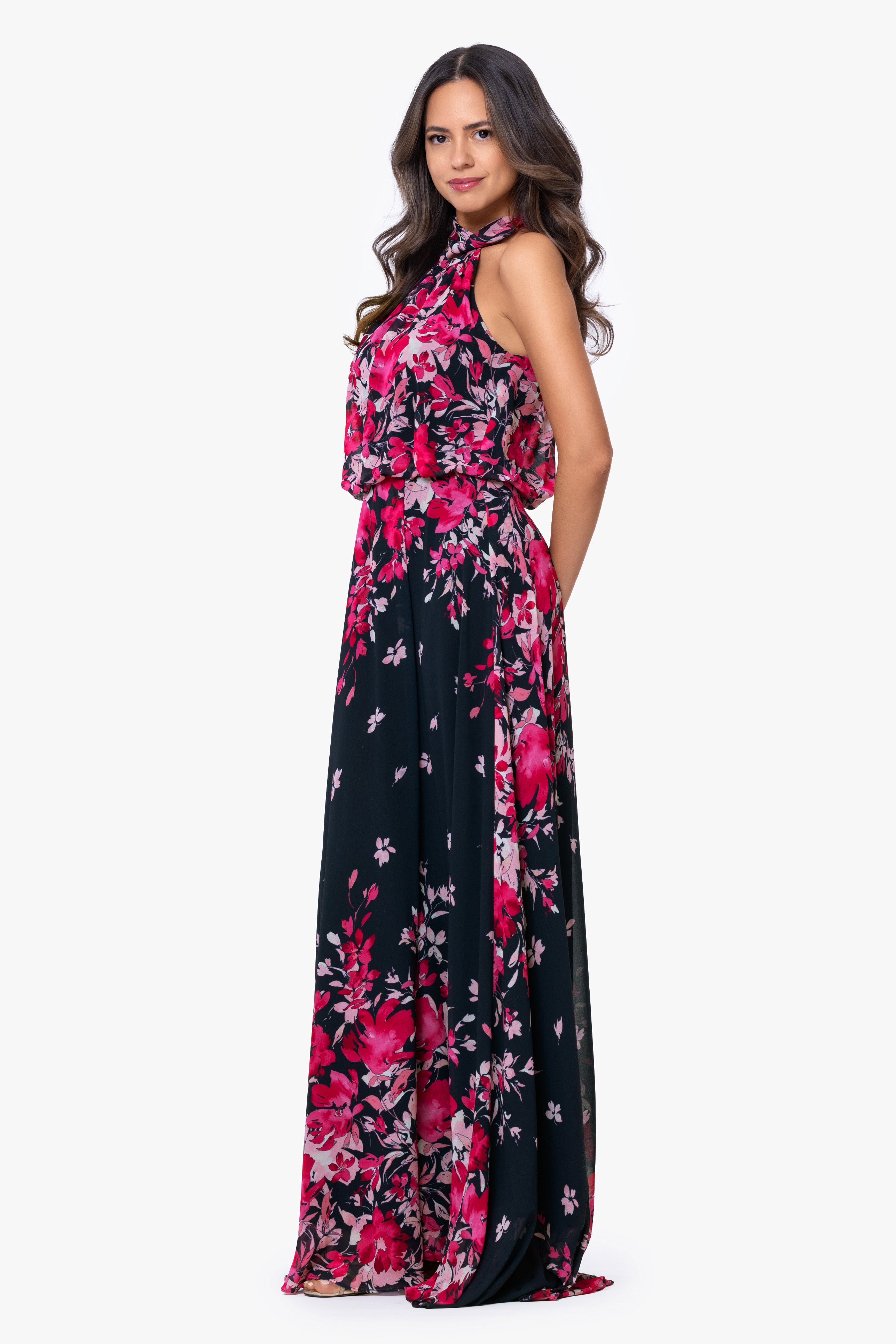"Felicity" Chiffon Floral Print Dress