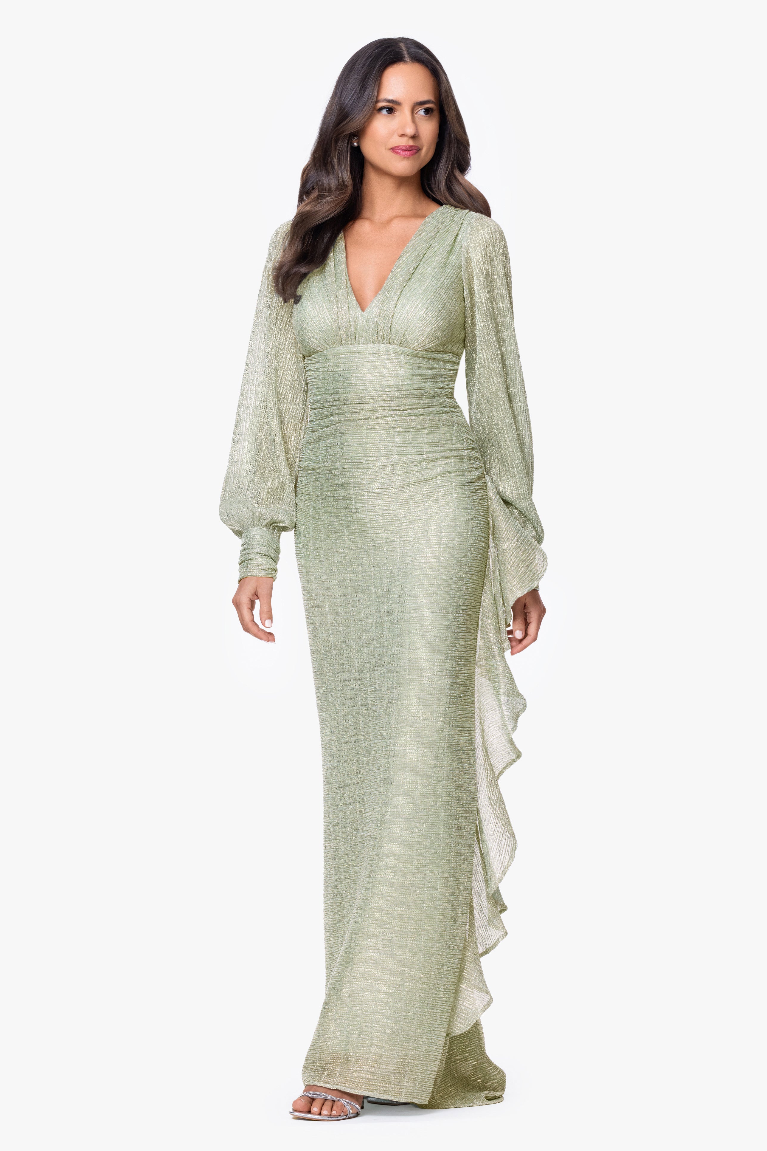 "Nora" Metallic Long Sleeve Dress
