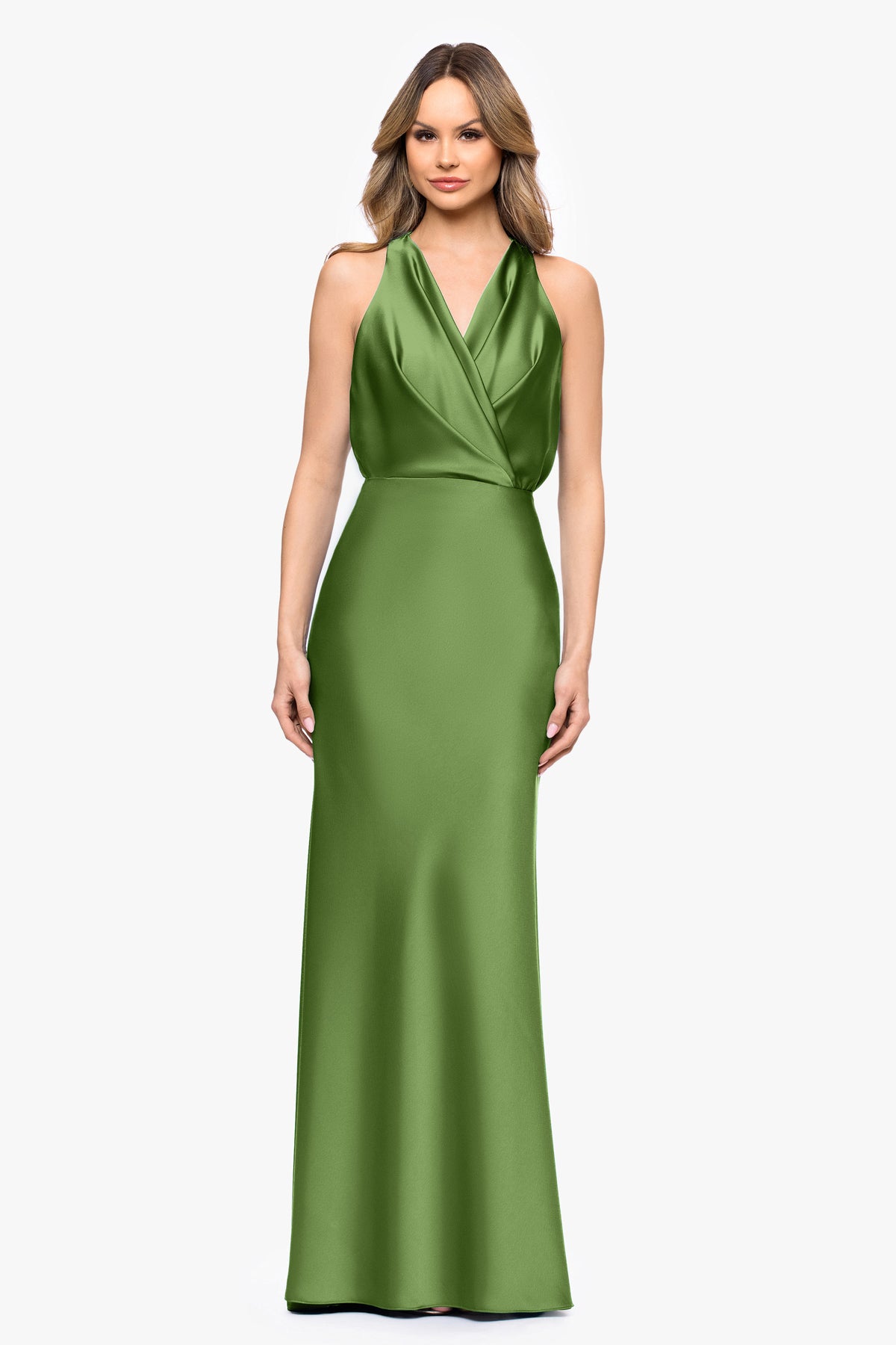 Petite "Zoella" Satin V Neck Dress