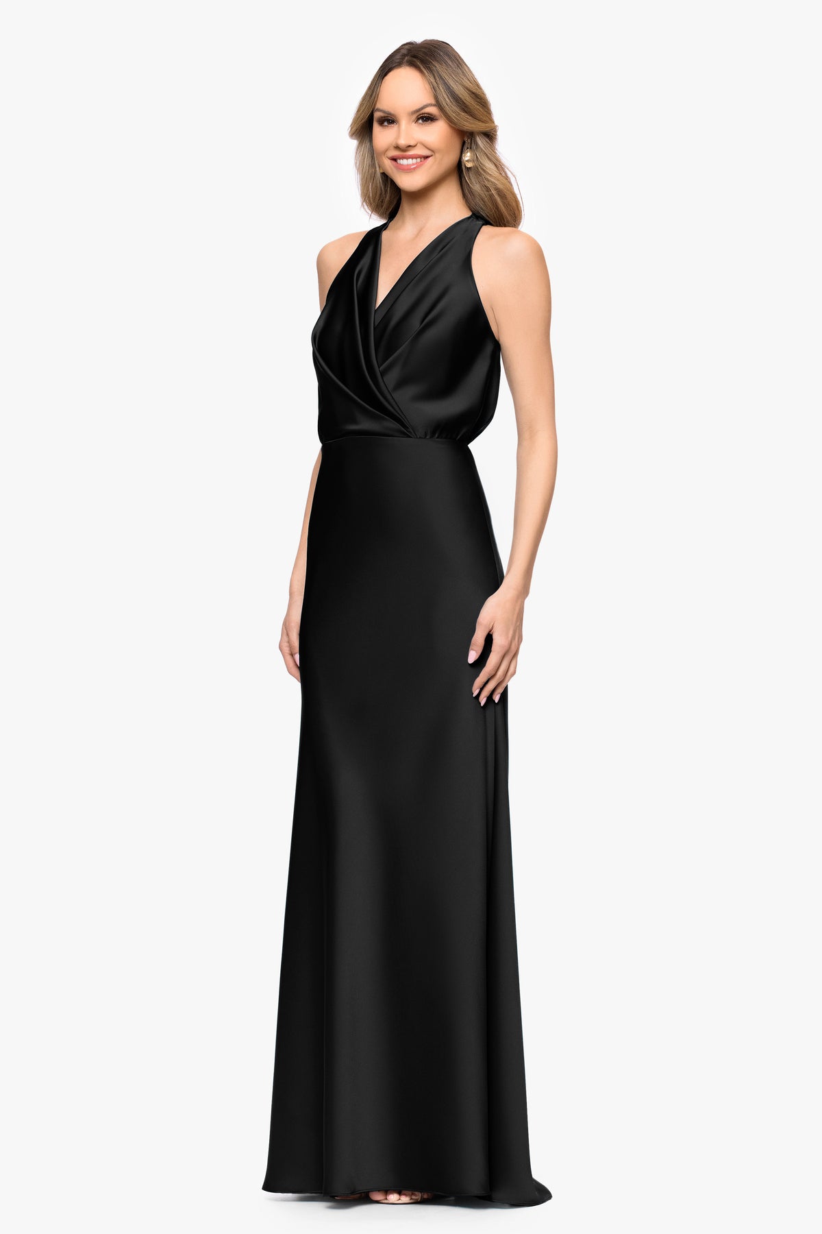 Petite "Zoella" Satin V-Neck Dress