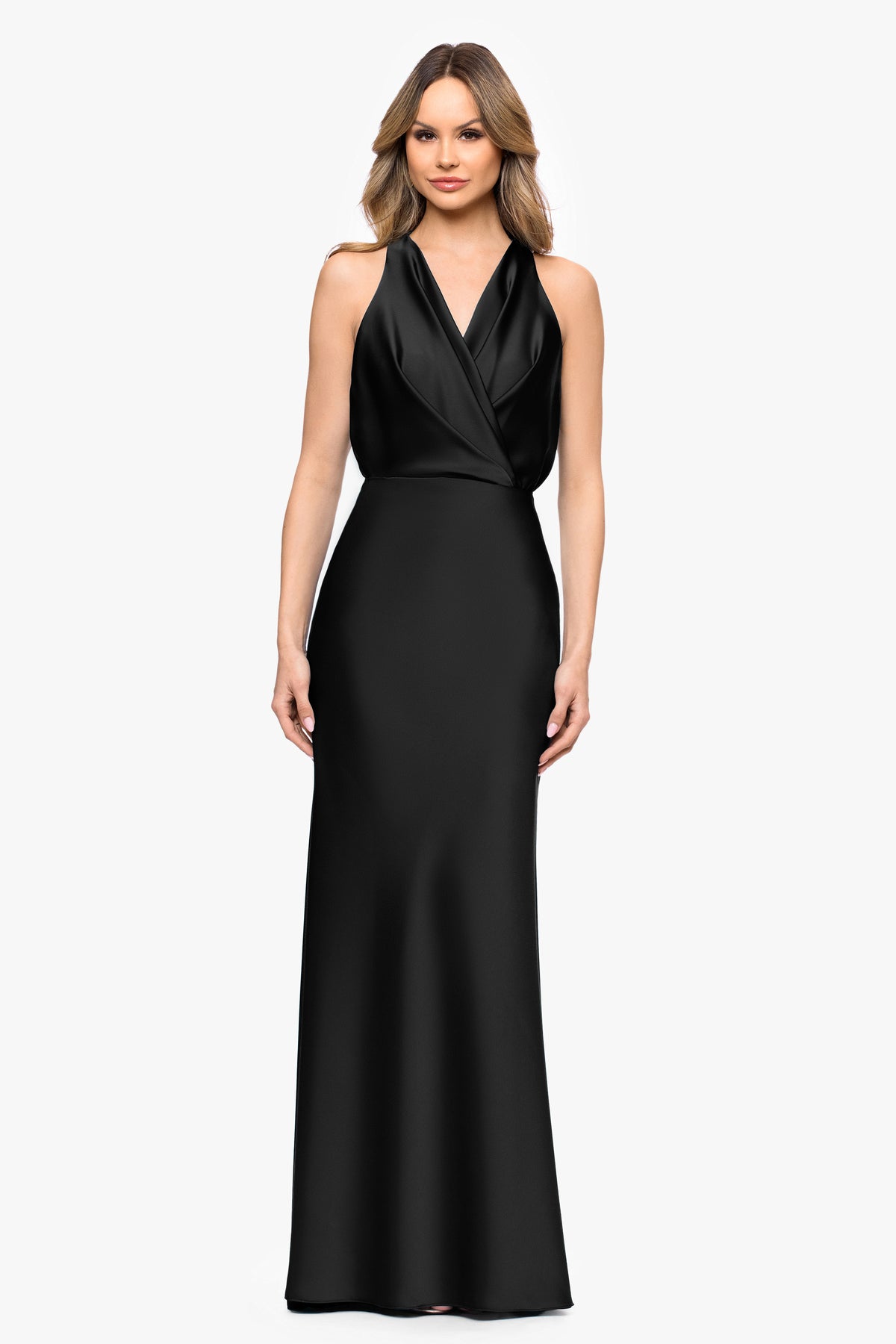 Petite "Zoella" Satin V-Neck Dress