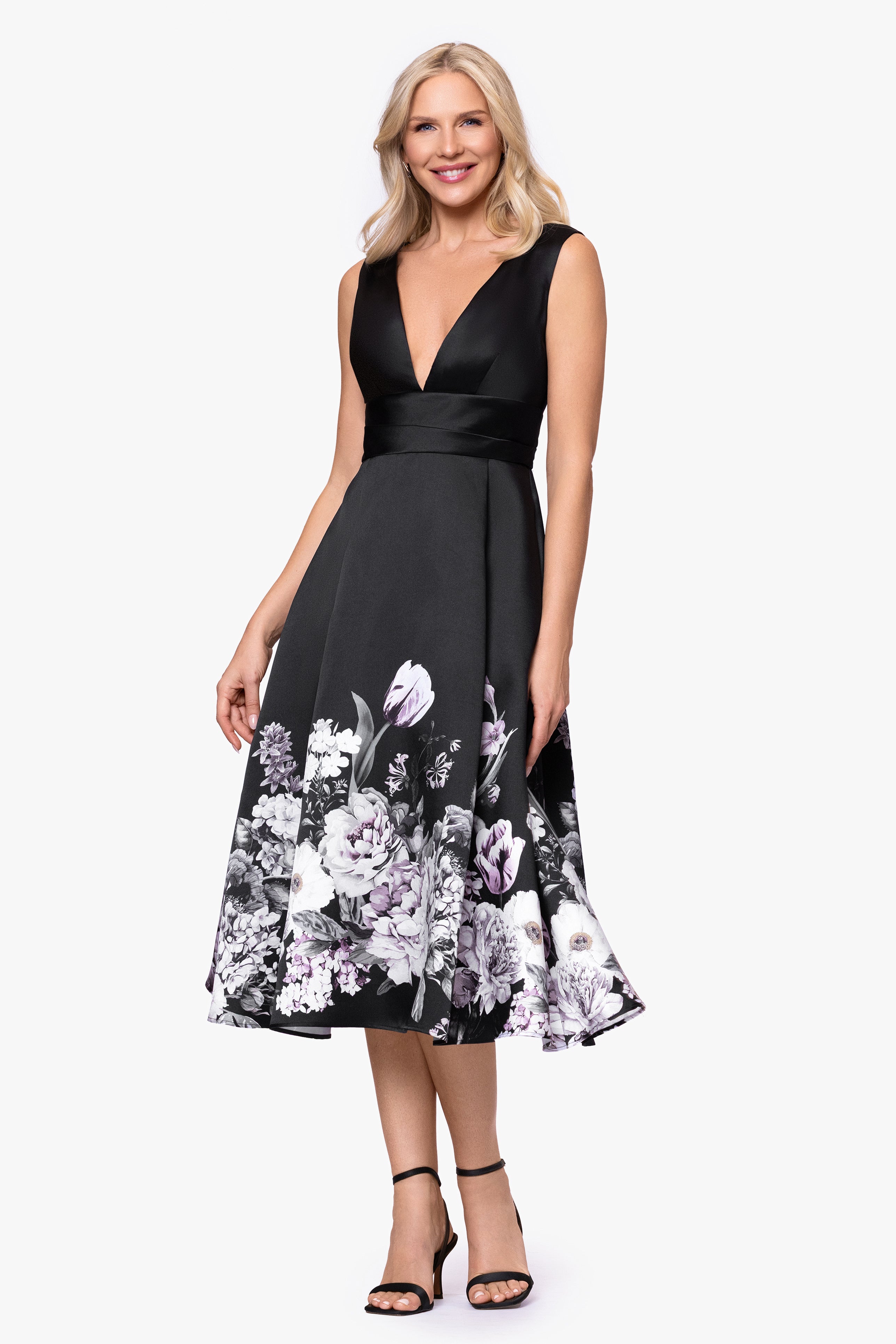 "Janet" Print Mikado Midi Dress