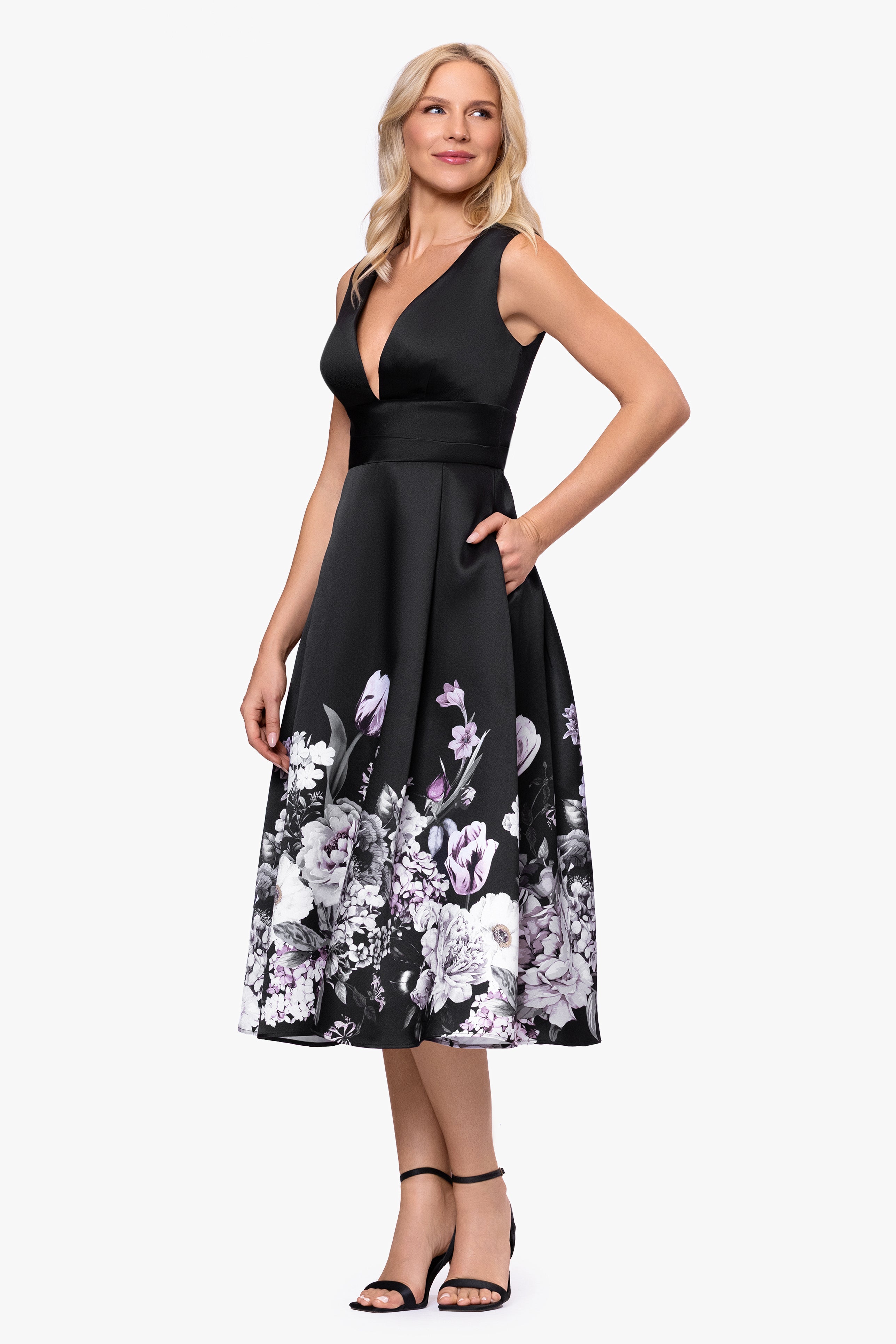 "Janet" Print Mikado Midi Dress