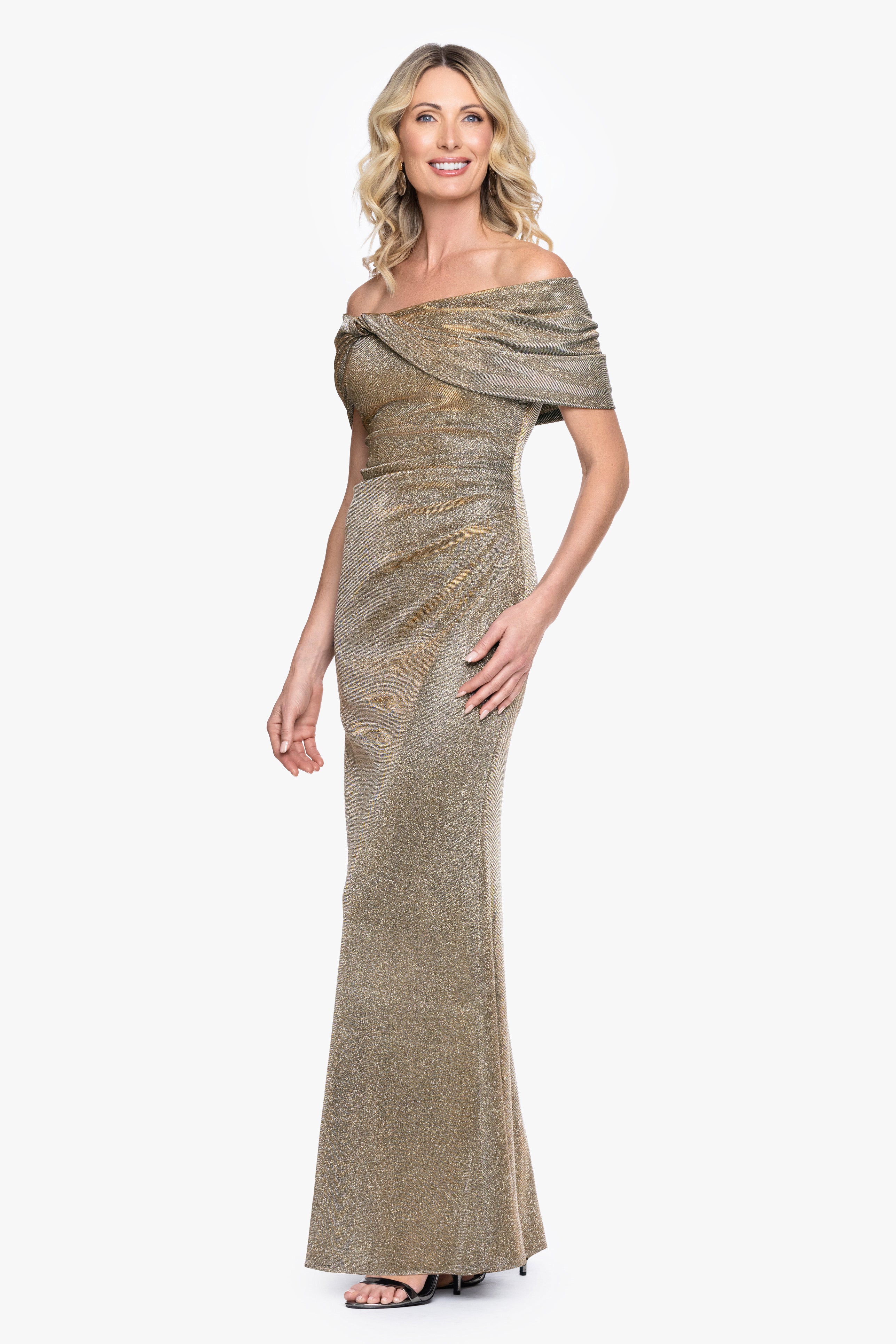 "Jocelyn" Galaxy Off The Shoulder Twist Long Dress