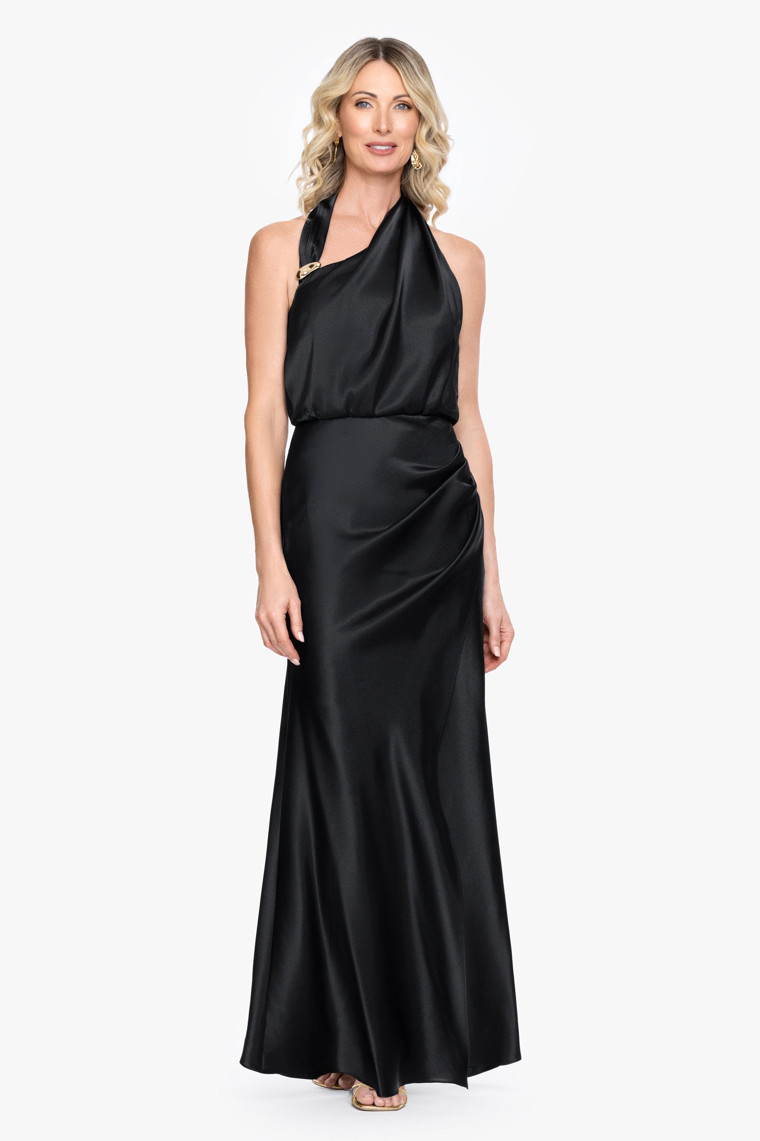 "Willow" Satin Halter Asymmetrical Dress