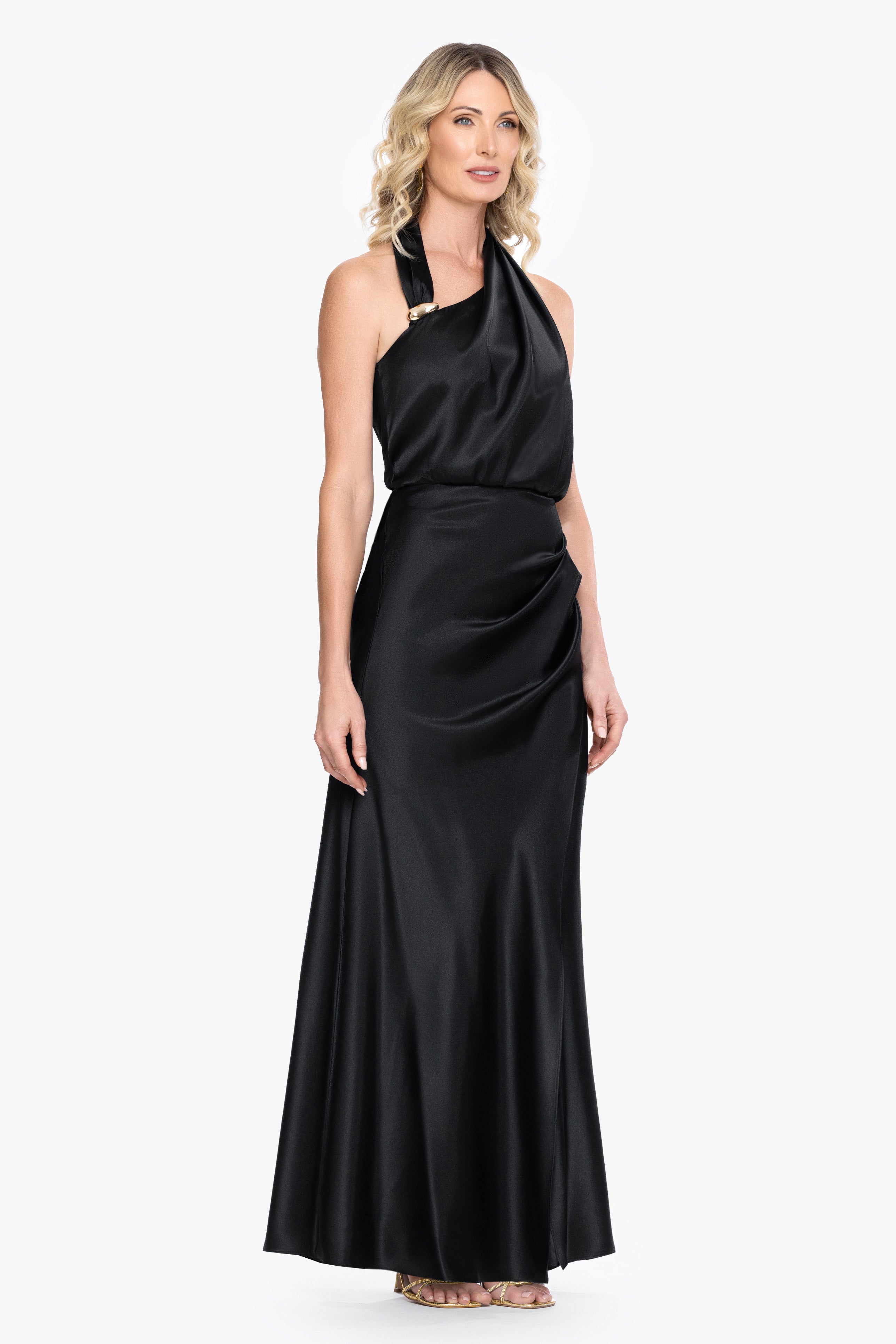 "Willow" Satin Halter Asymmetrical Dress