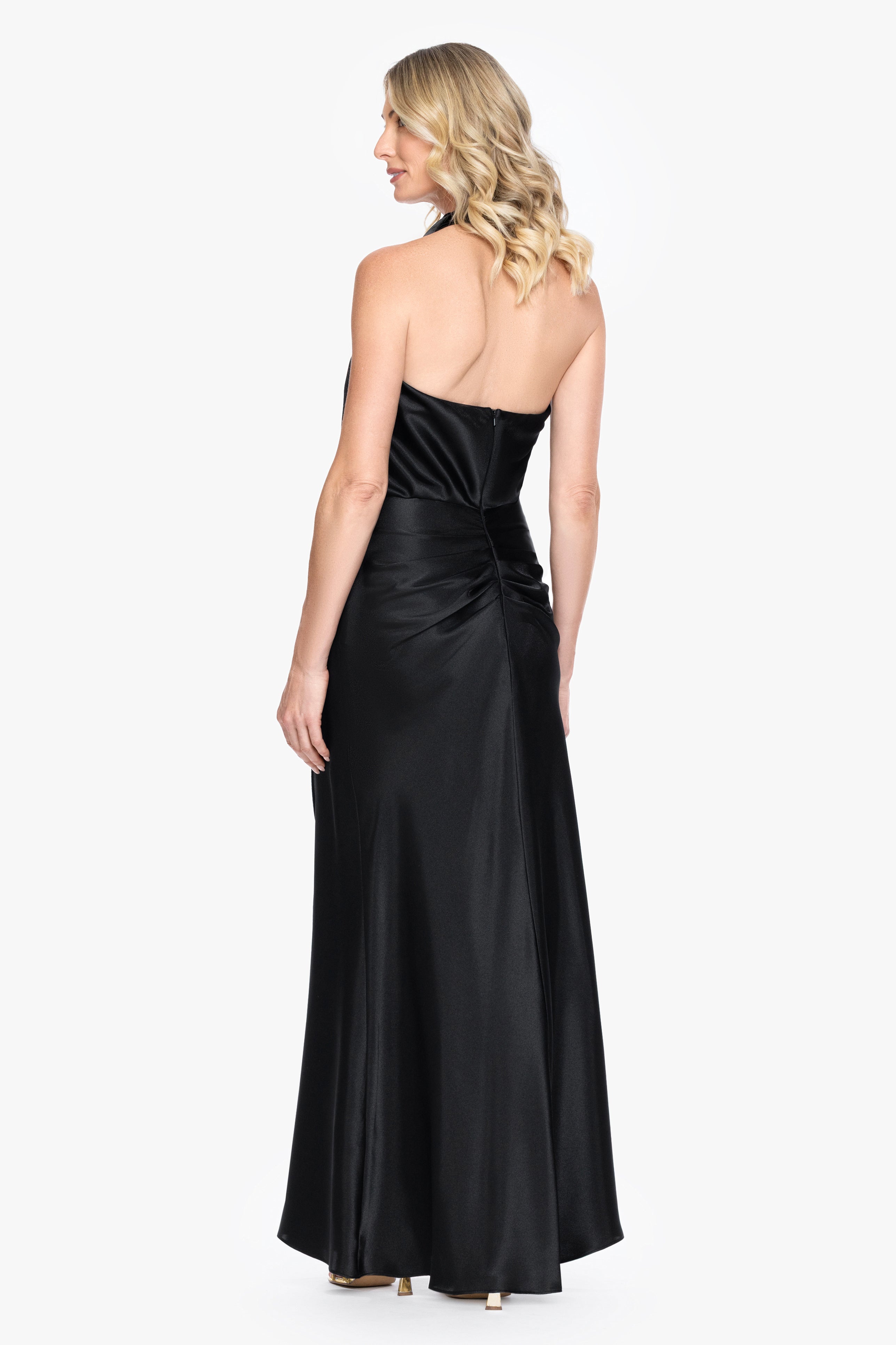"Willow" Satin Halter Asymmetrical Dress