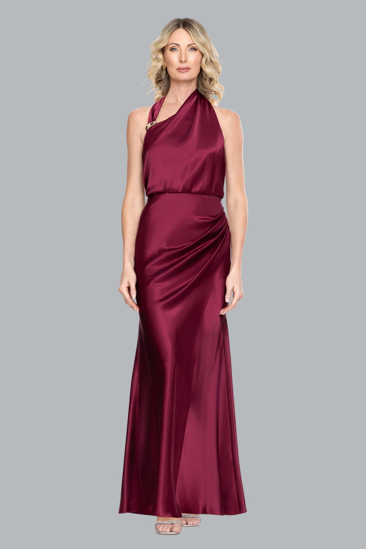 "Willow" Satin Halter Asymmetrical Dress
