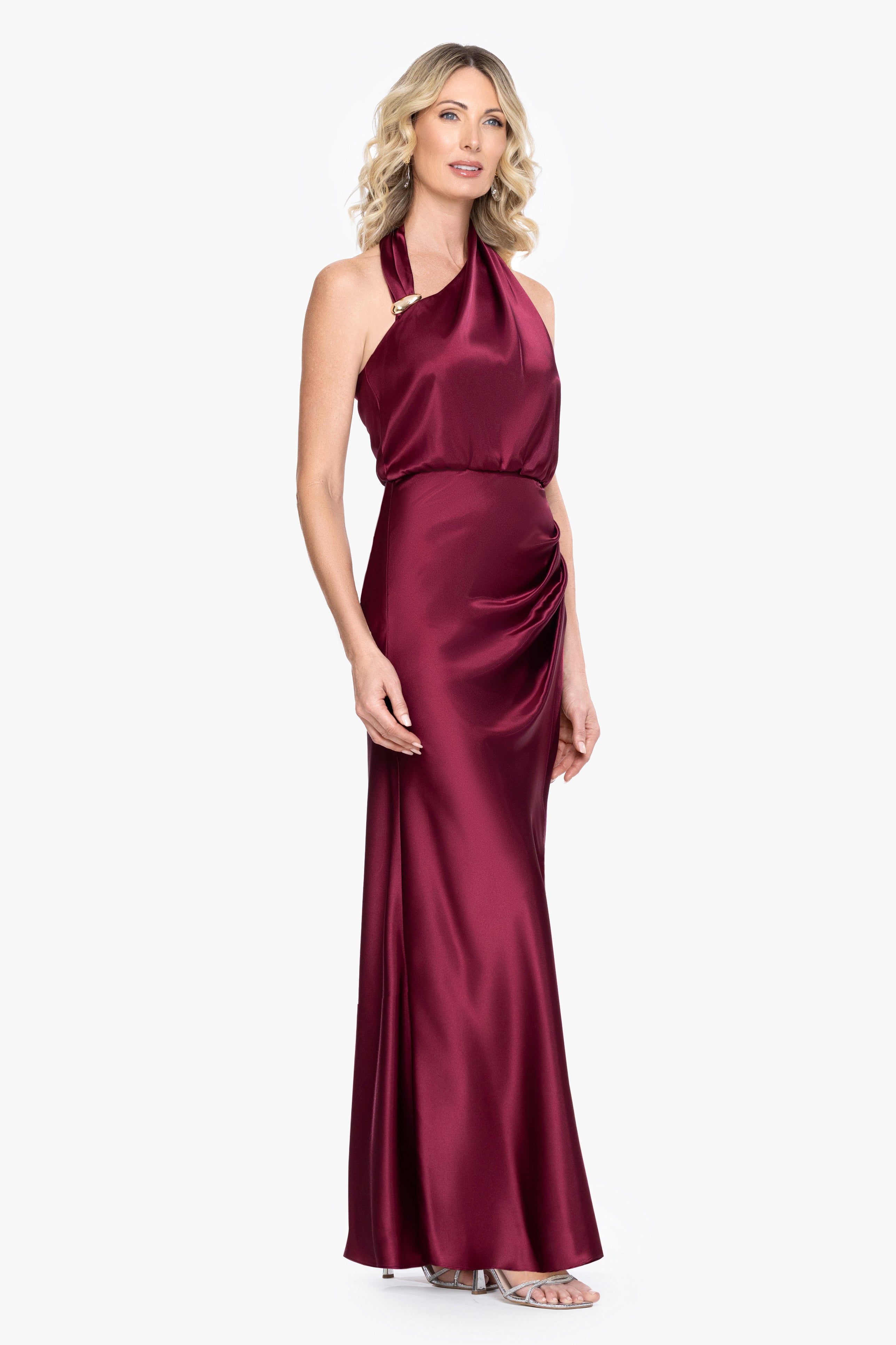 "Willow" Satin Halter Asymmetrical Dress