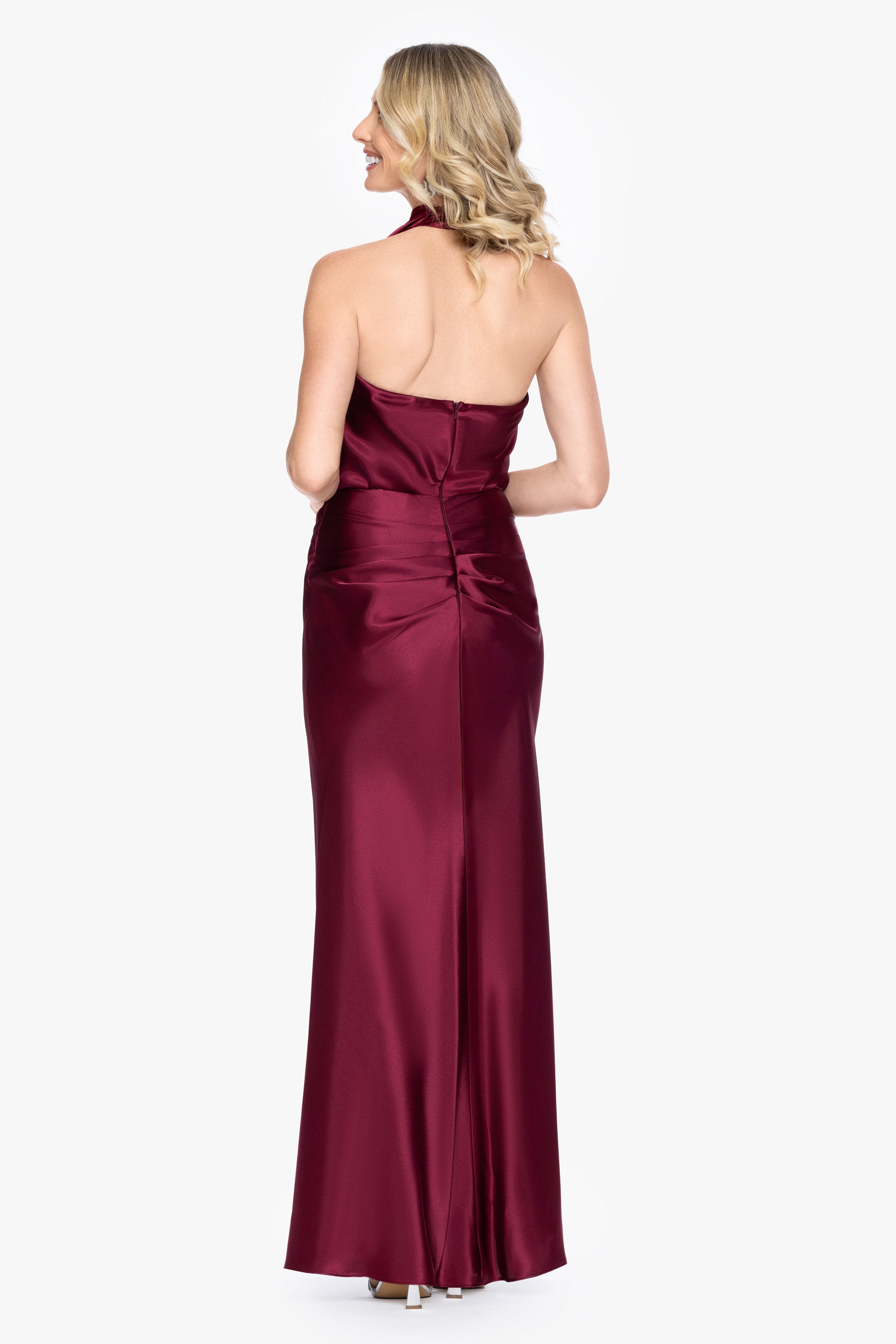 "Willow" Satin Halter Asymmetrical Dress