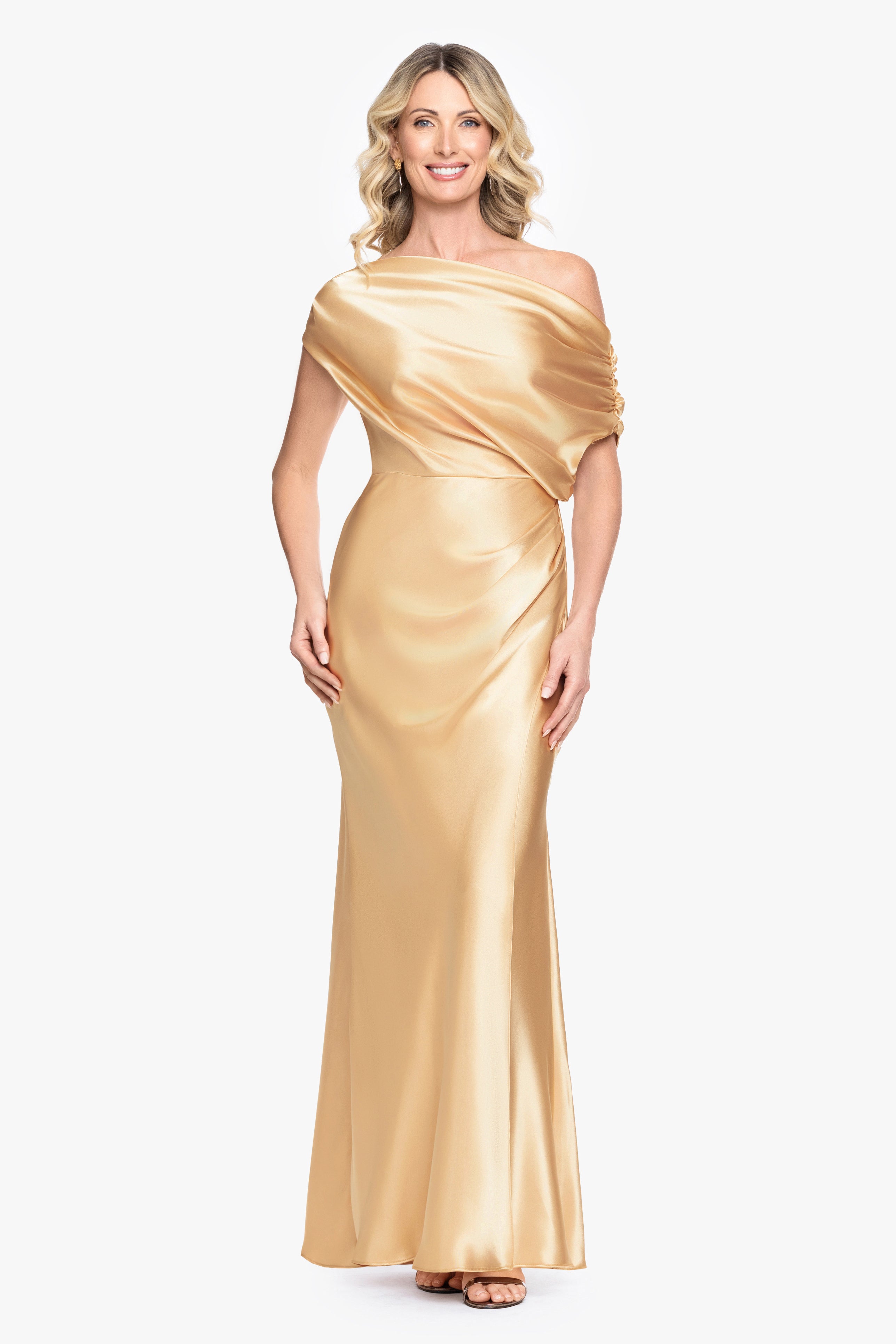 "Sofia" Satin Drop Shoulder Dress