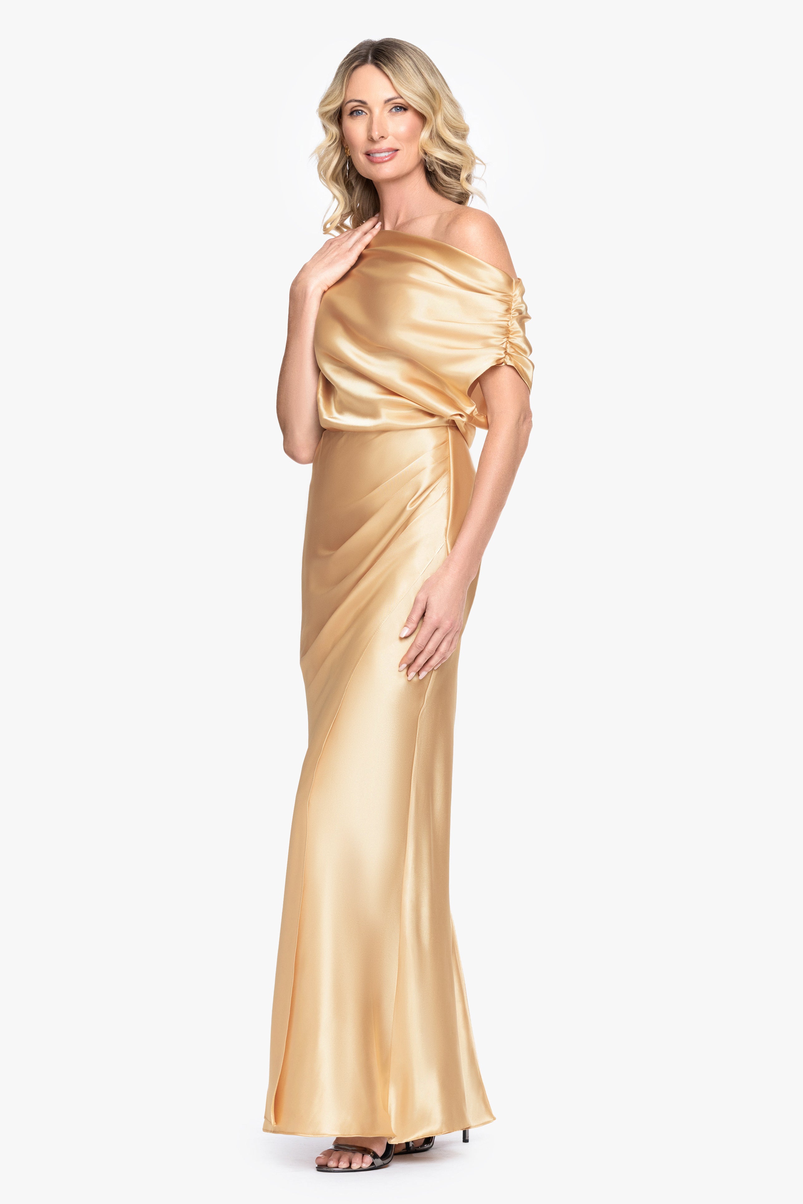 "Sofia" Satin Drop Shoulder Dress