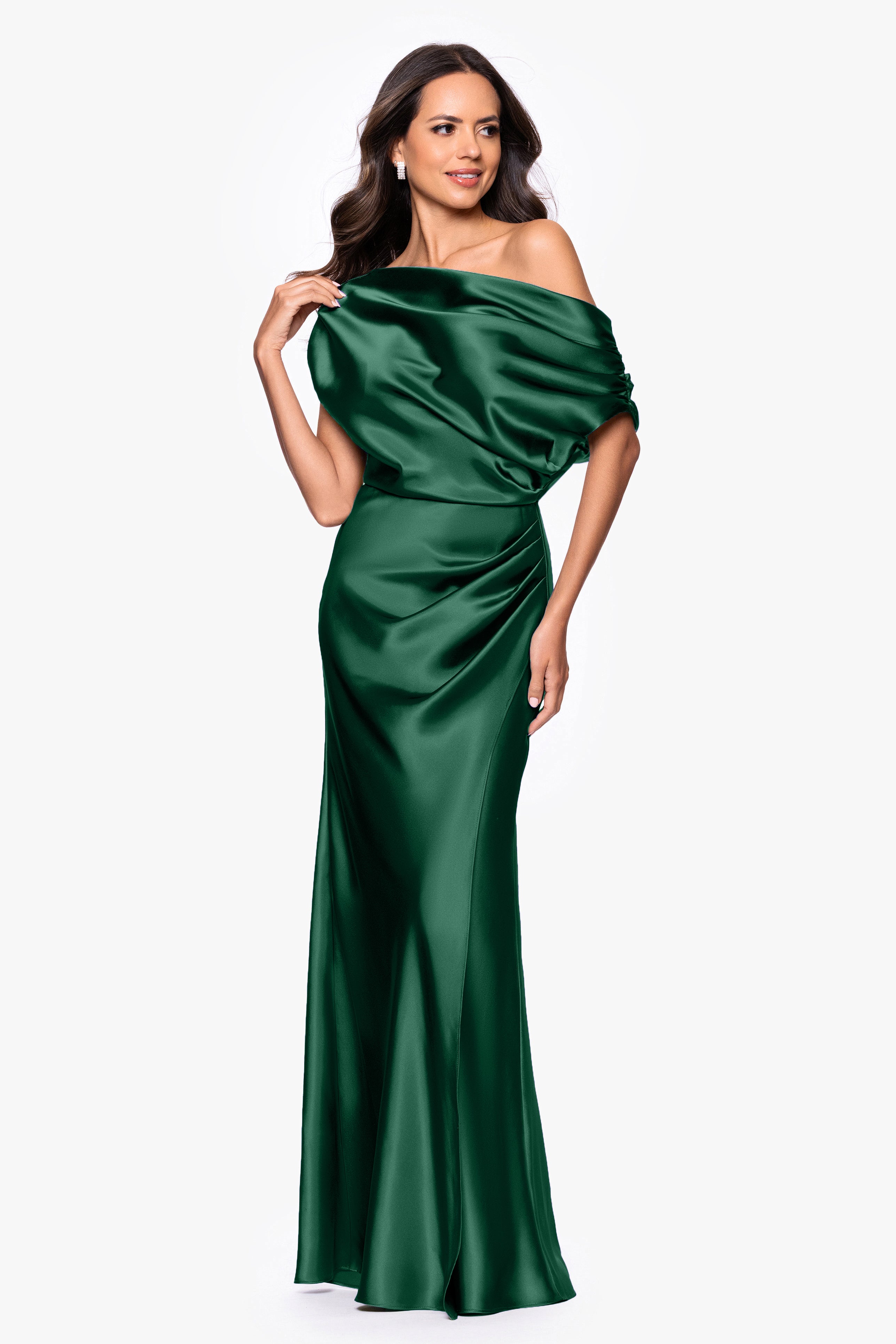 "Sofia" Satin Drop Shoulder Dress
