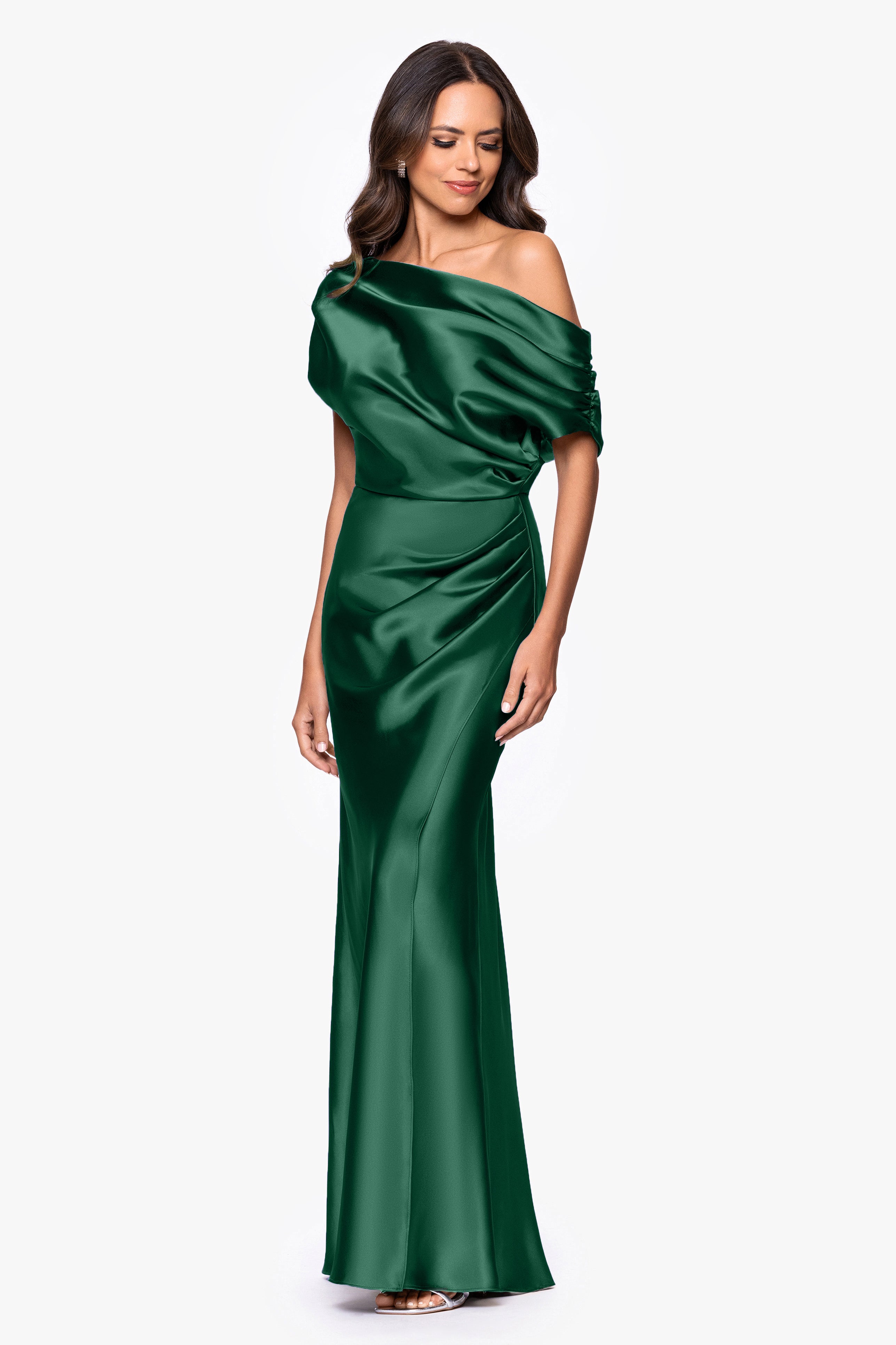 "Sofia" Satin Drop Shoulder Dress