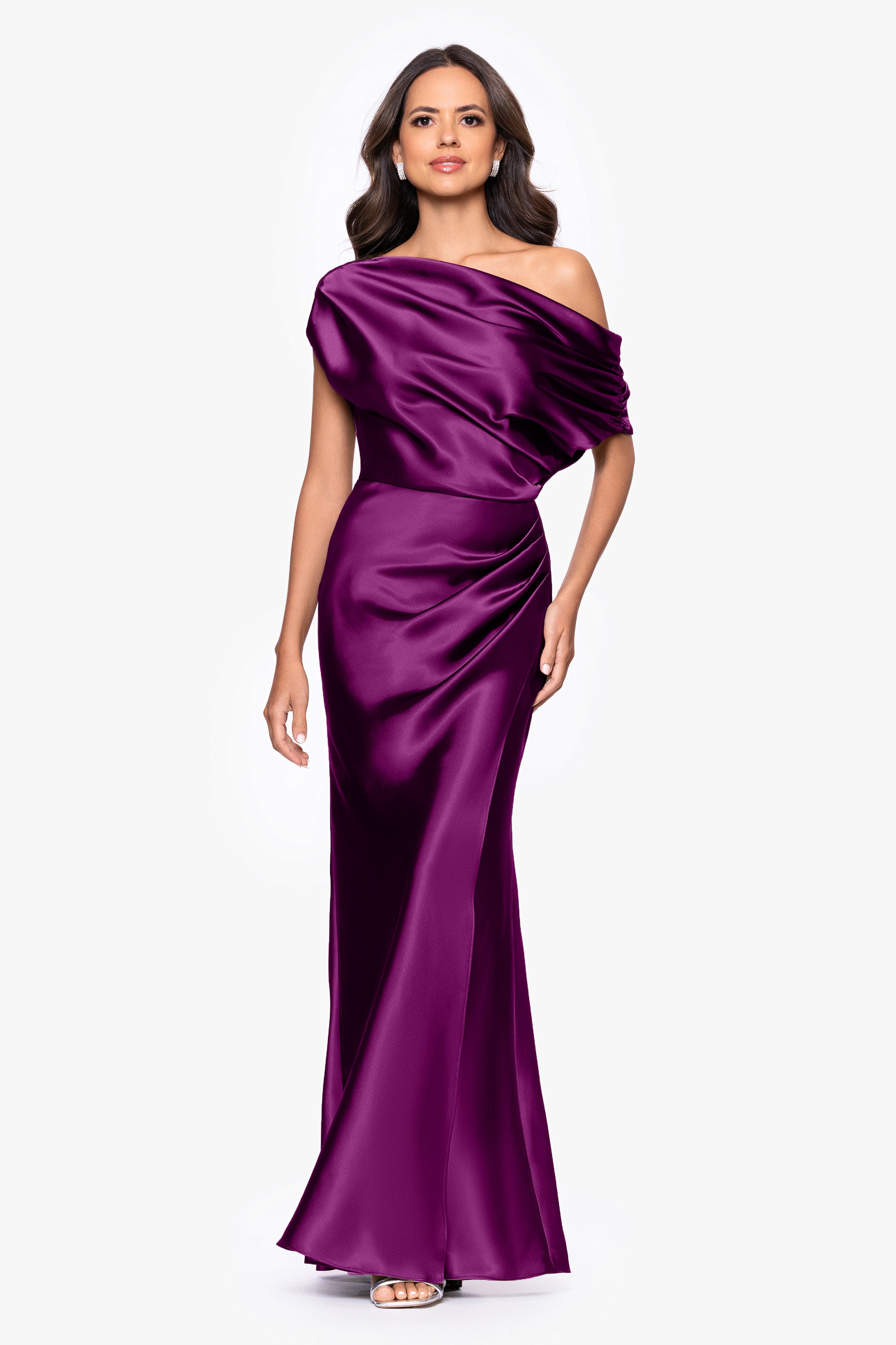 "Sofia" Satin Drop Shoulder Dress