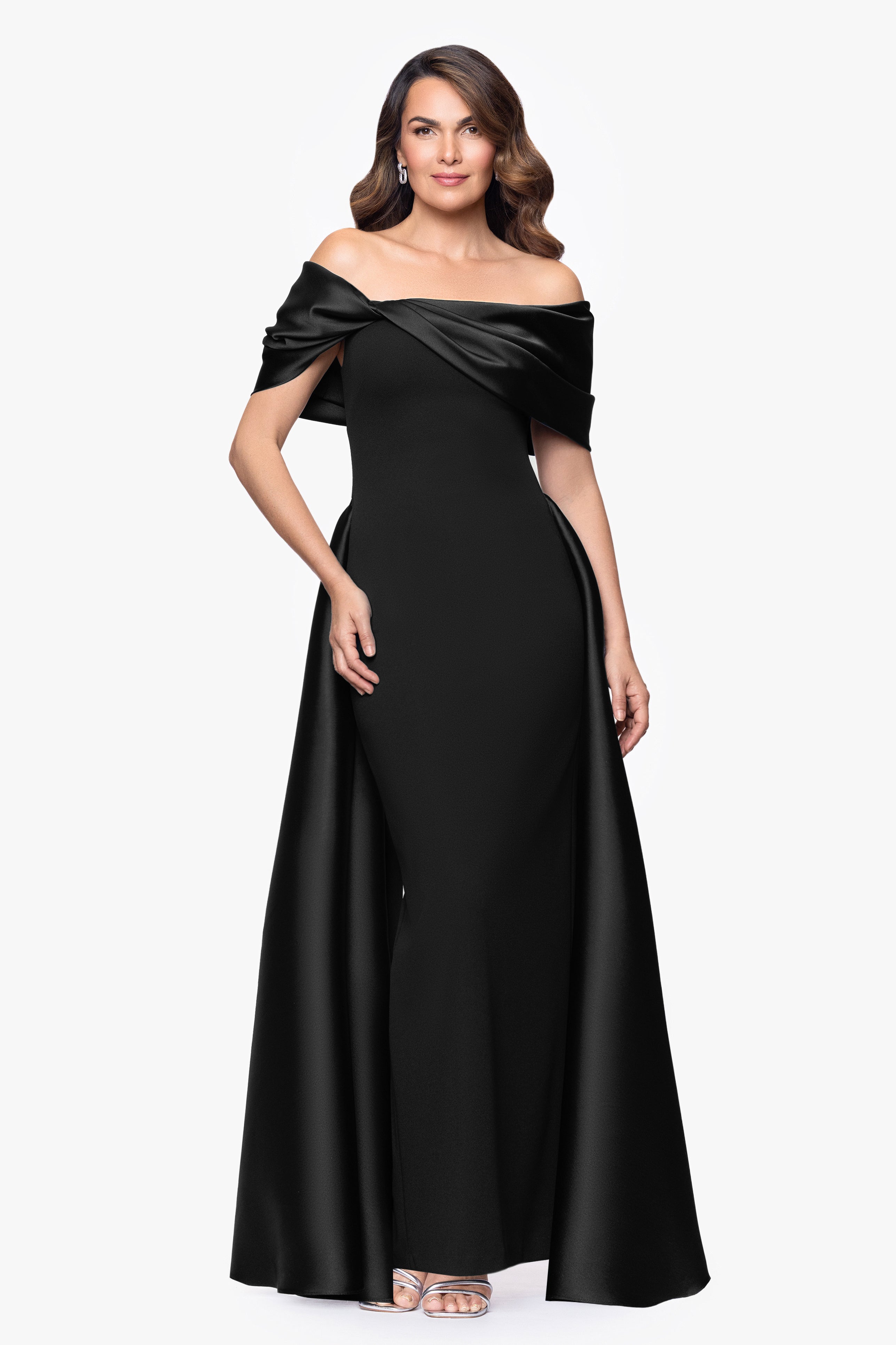 Kendall Scuba Crepe and Mikado Twist Floor Length Dress - Black / 12 Kendall Scuba Crepe and Mikado Twist Floor Length Dress - Black / 12