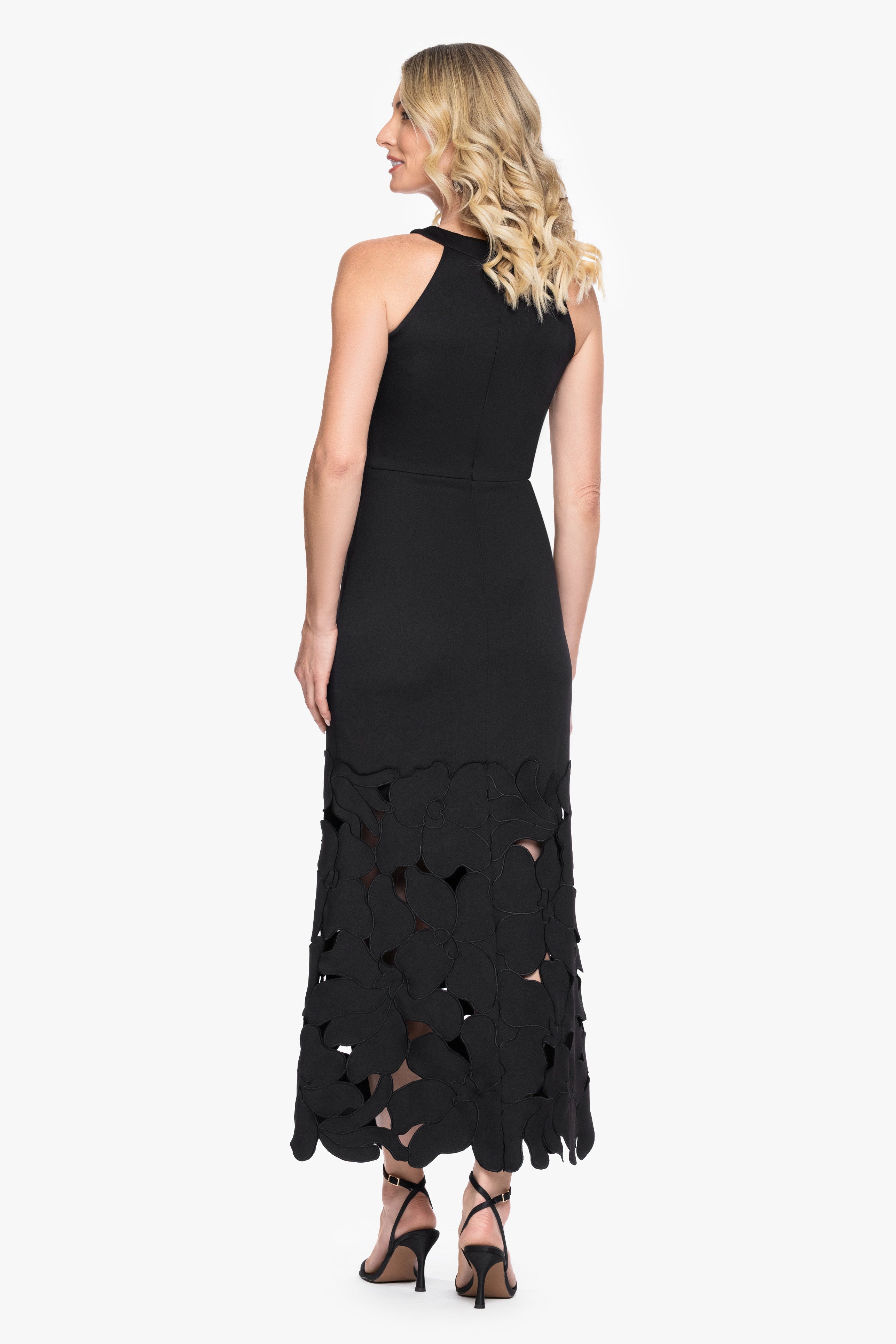 "Mallory" Techno Scuba Laser Cut Long Dress