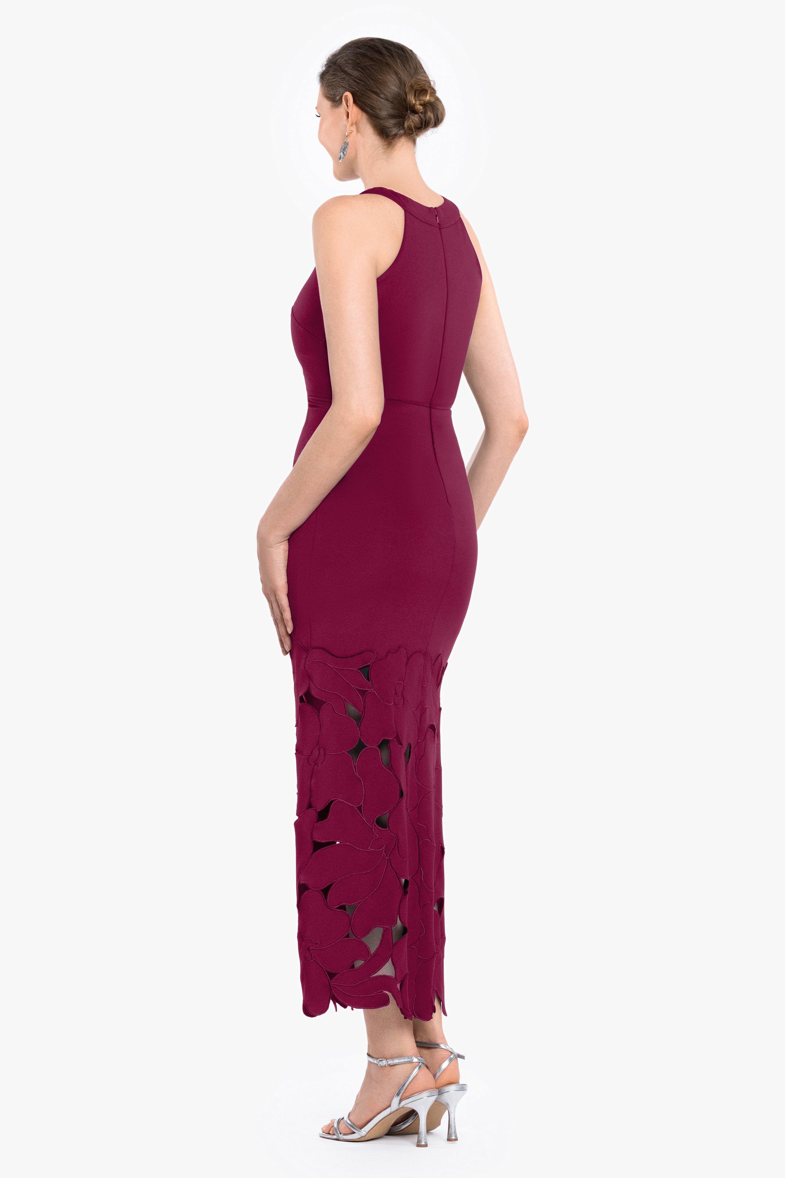Petite "Mallory" Techno Scuba Laser Cut Dress