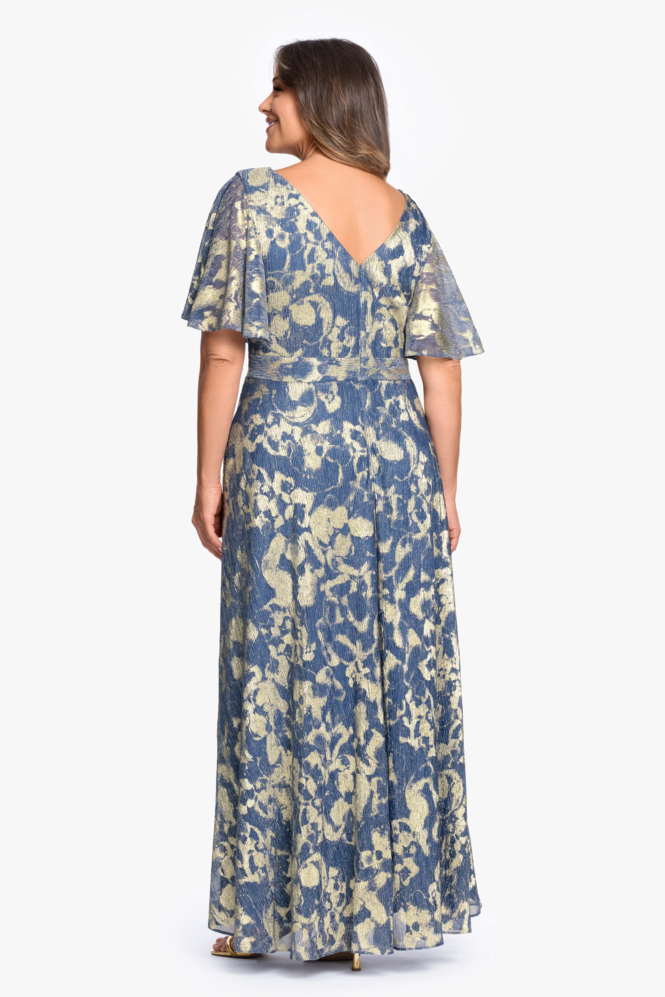 Plus "Juniper" Metallic Knit Short Sleeve Dress