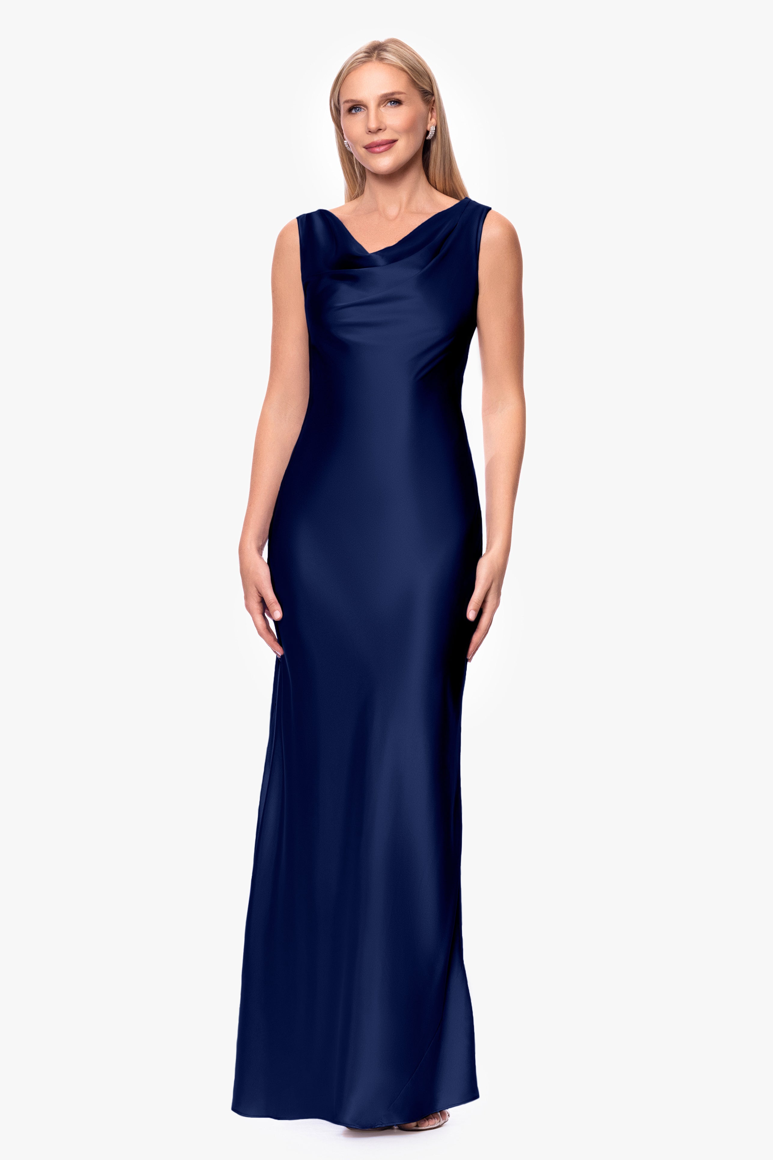 "Amora" Satin Backless Floor Length Dress