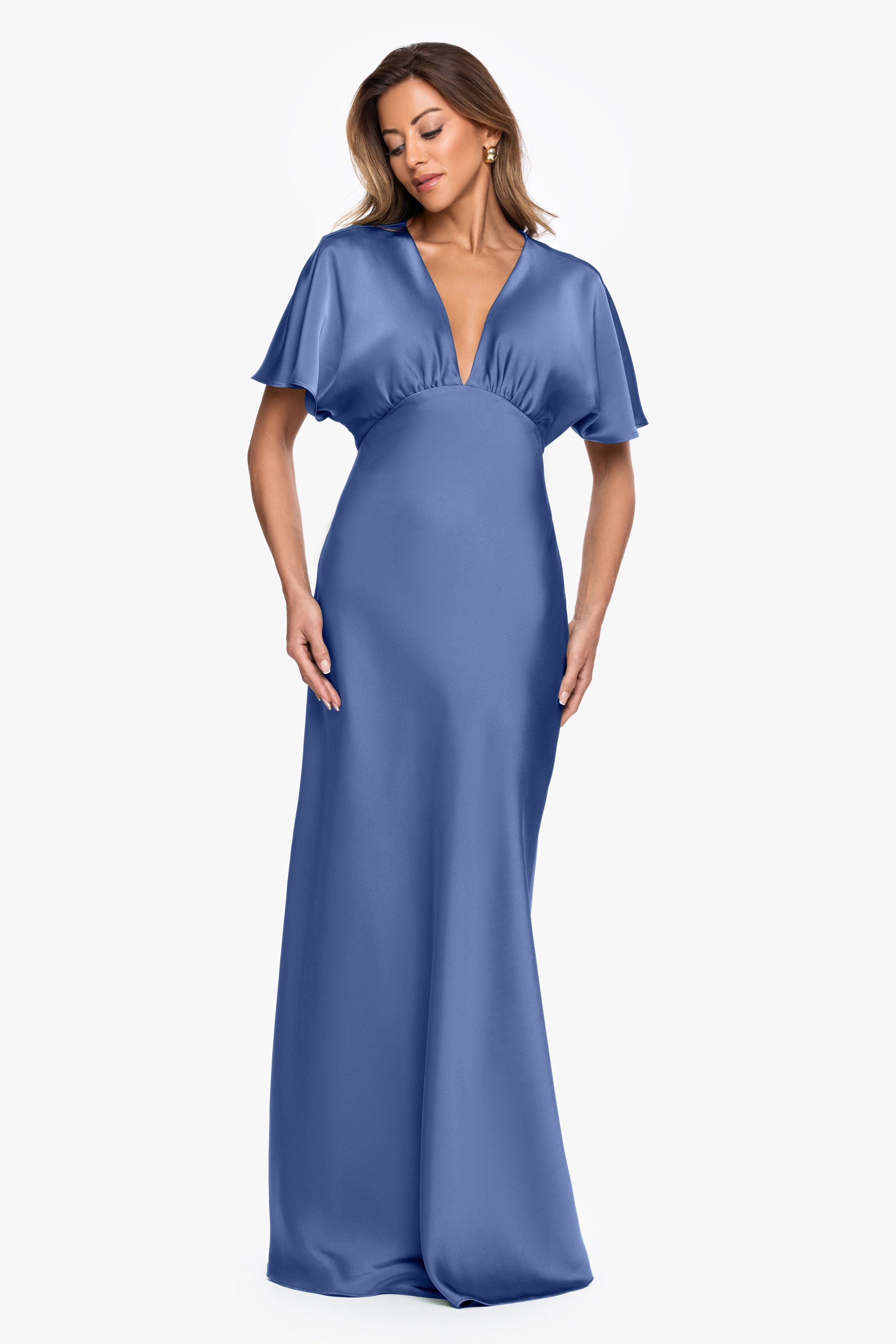"Sheryl" Satin V-Neck Dress