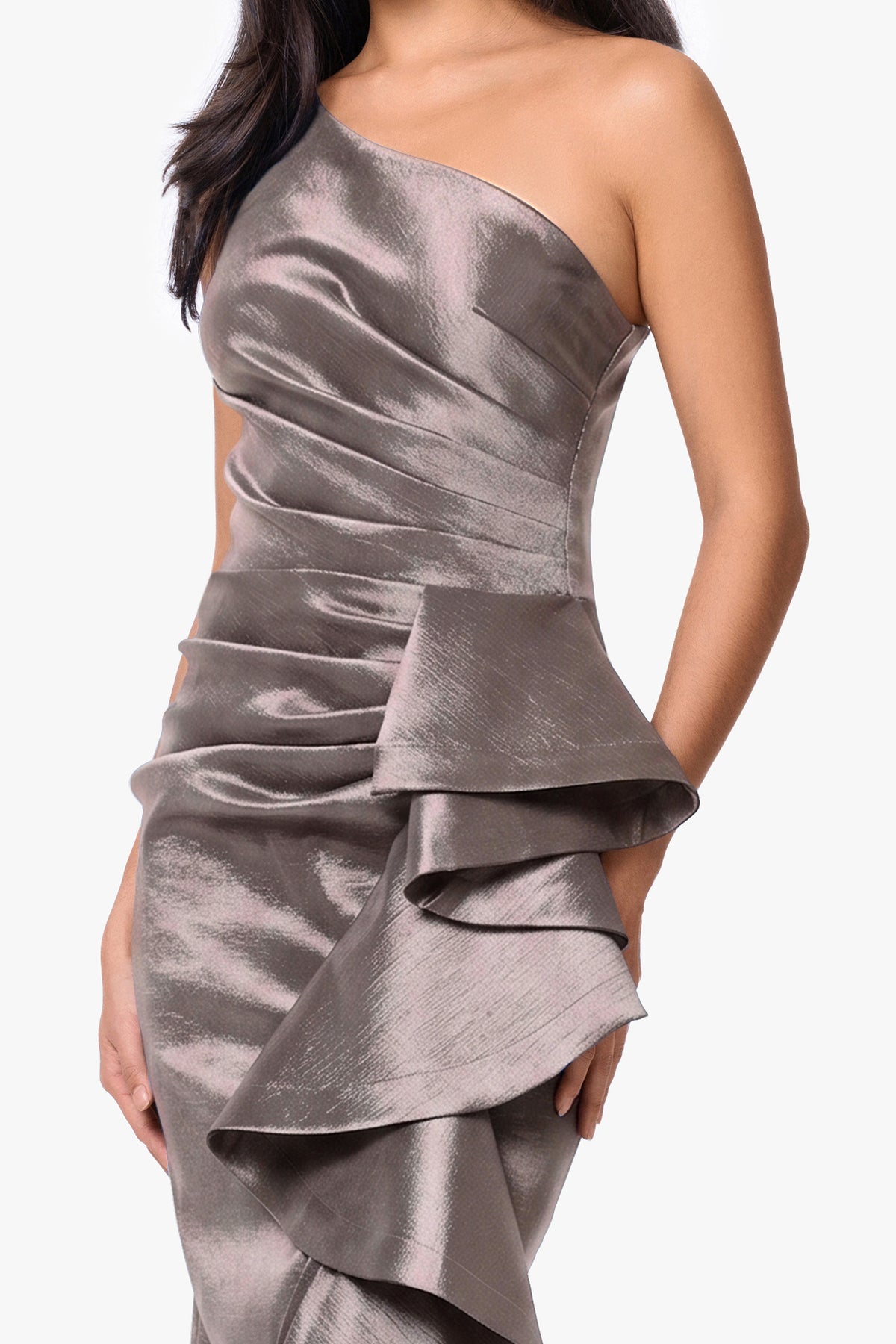 "Evangeline" Taffeta One Shoulder Dress
